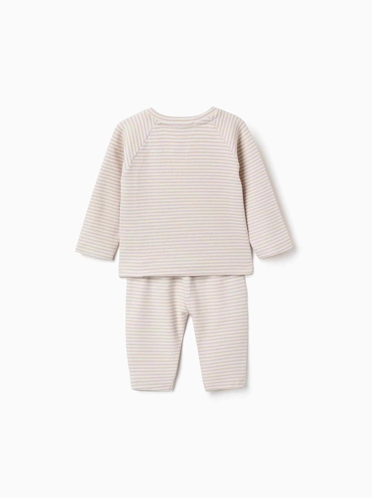Ensemble t-shirt à manches longues et pantalon à rayures - Blanc