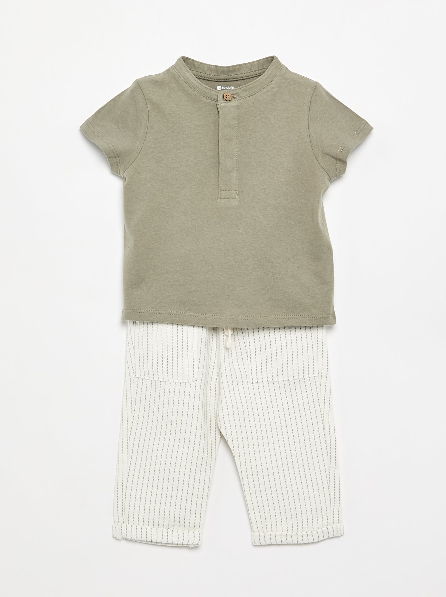 Ensemble t-shirt mao + pantalon - 2 pièces - Blanc