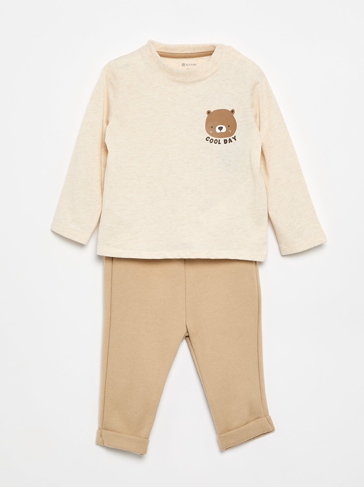 Ensemble T-shirt + pantalon de jogging - 2 pièces - Beige