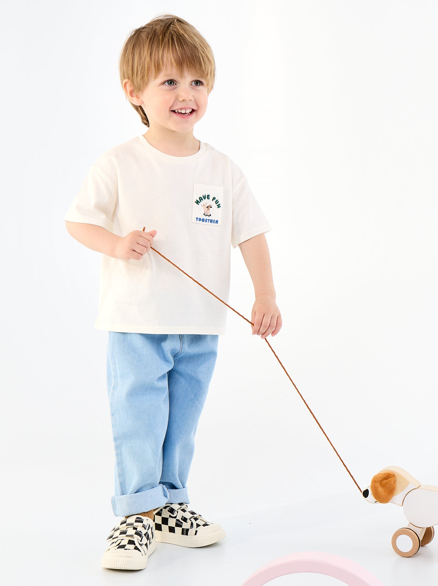 Ensemble t-shirt + pantalon denim - 2 pièces - Blanc