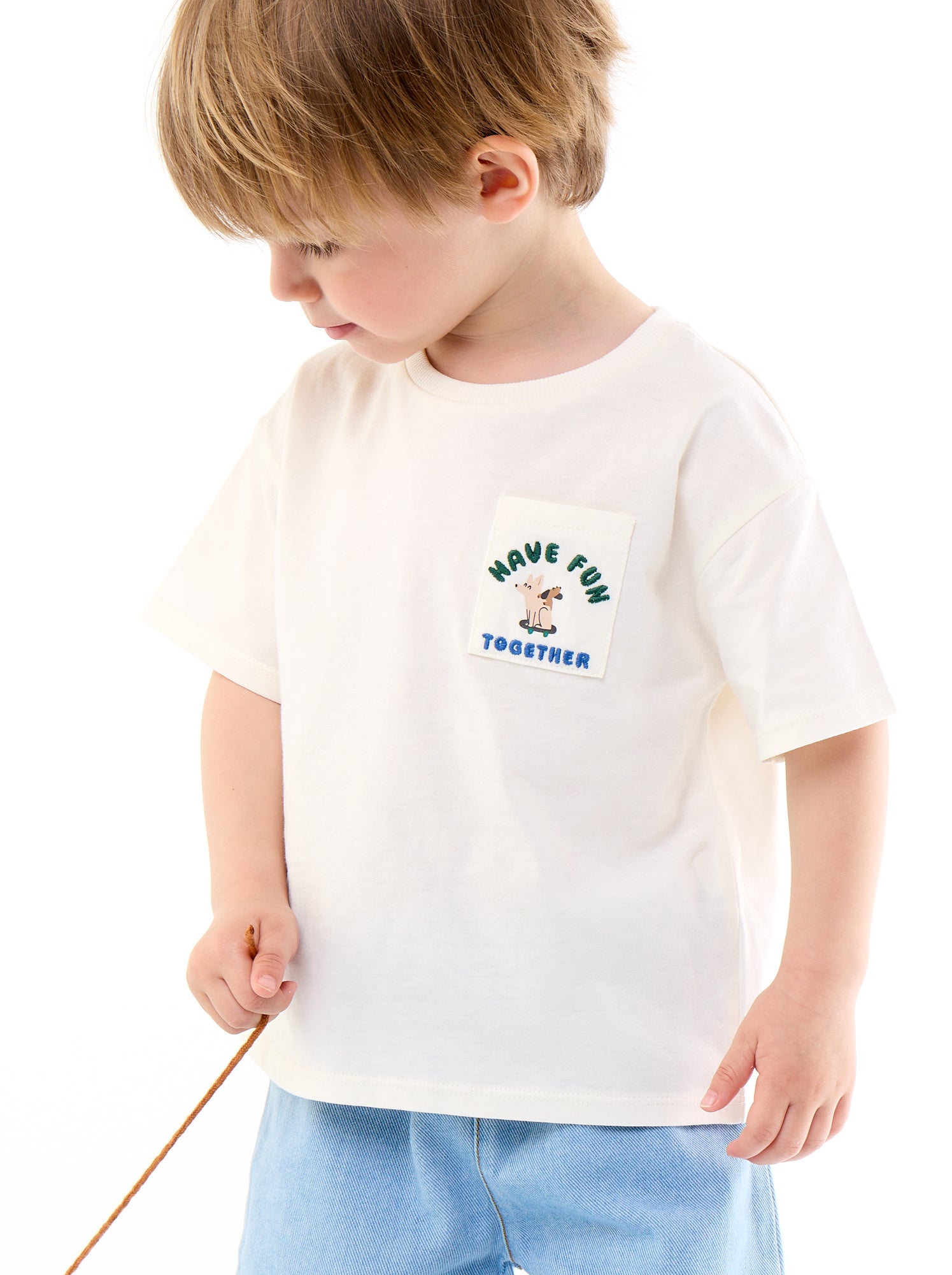 Ensemble t-shirt + pantalon denim - 2 pièces - Blanc