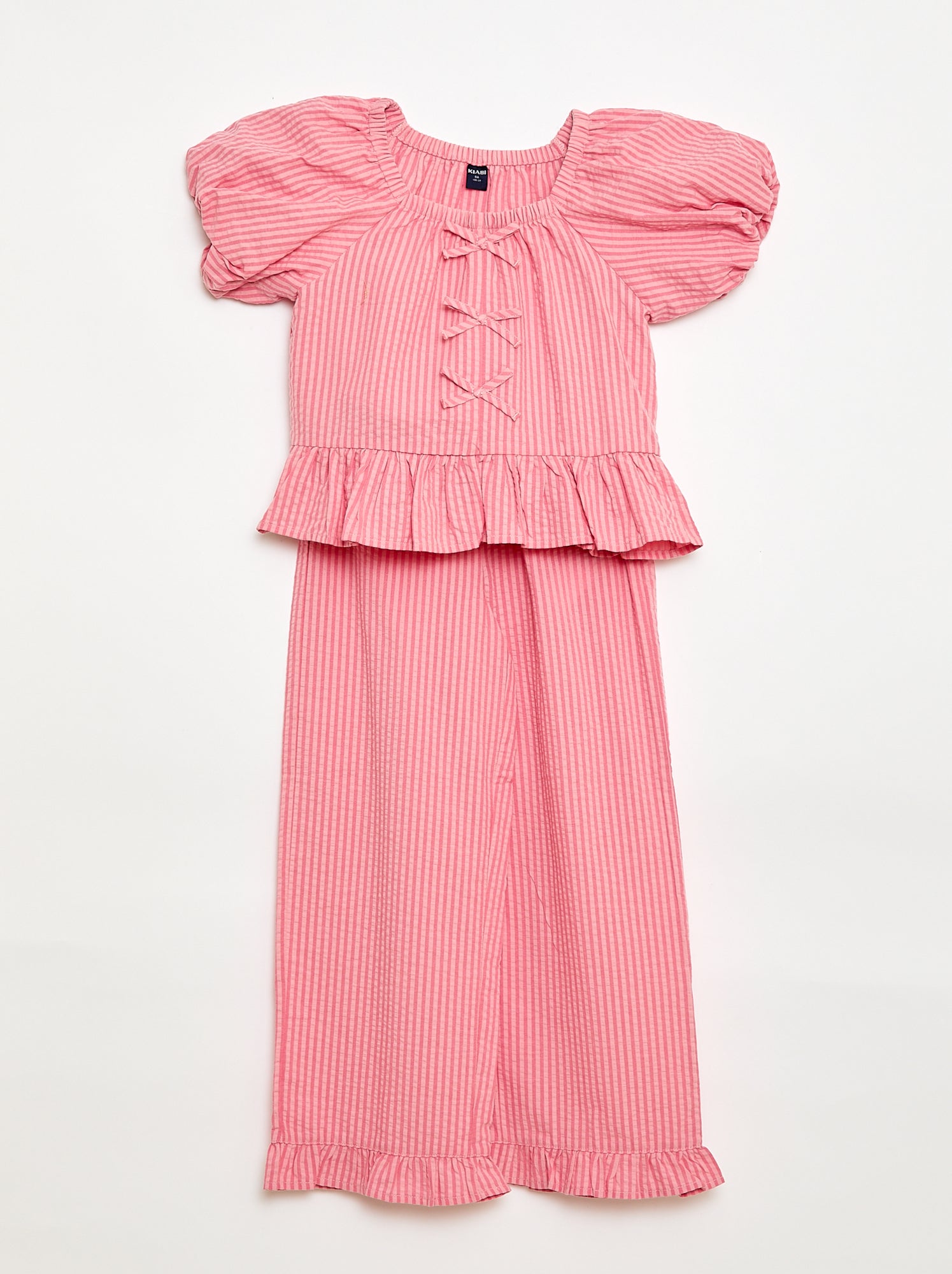 Ensemble top + pantalon avec détails en coton - Rose
