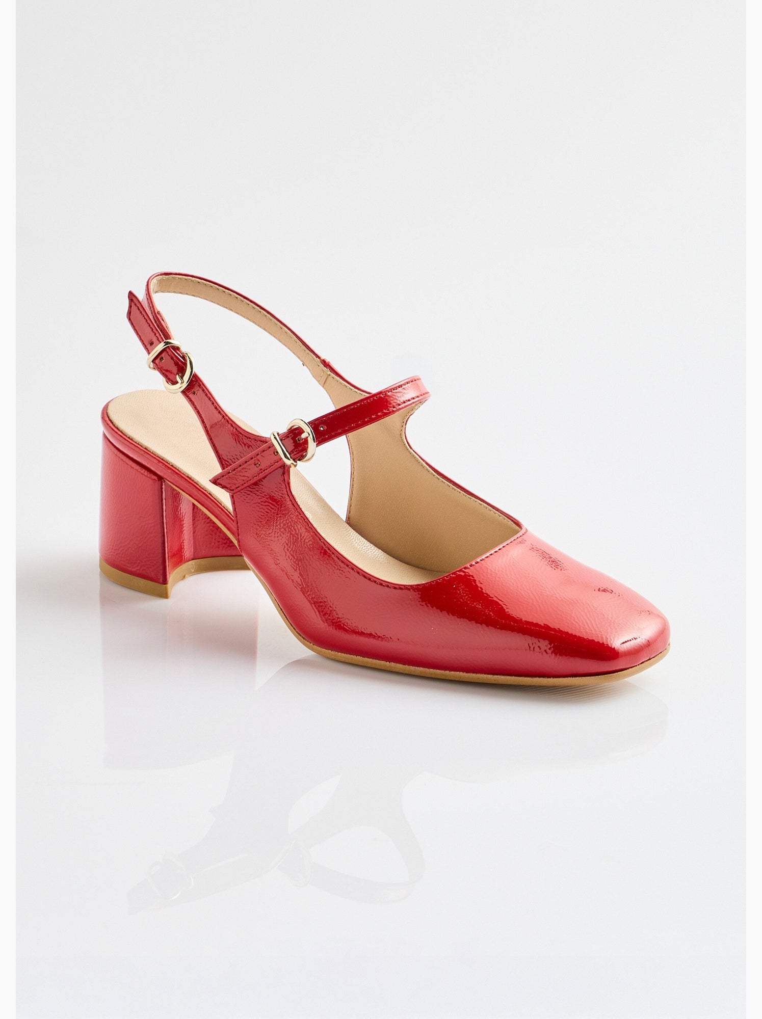 Escarpins babies vernis talon carré - afibel - Rouge