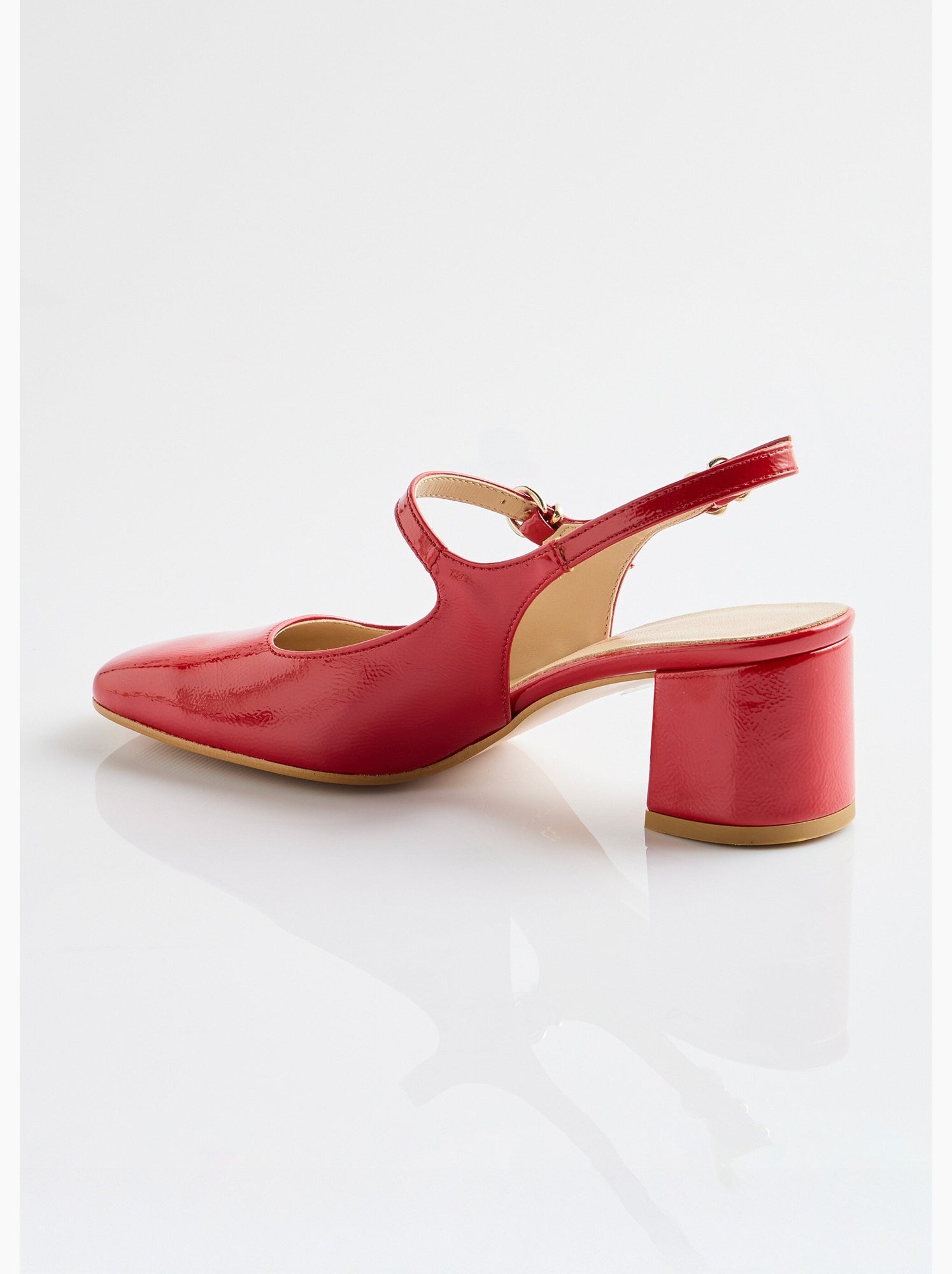 Escarpins babies vernis talon carré - afibel - Rouge