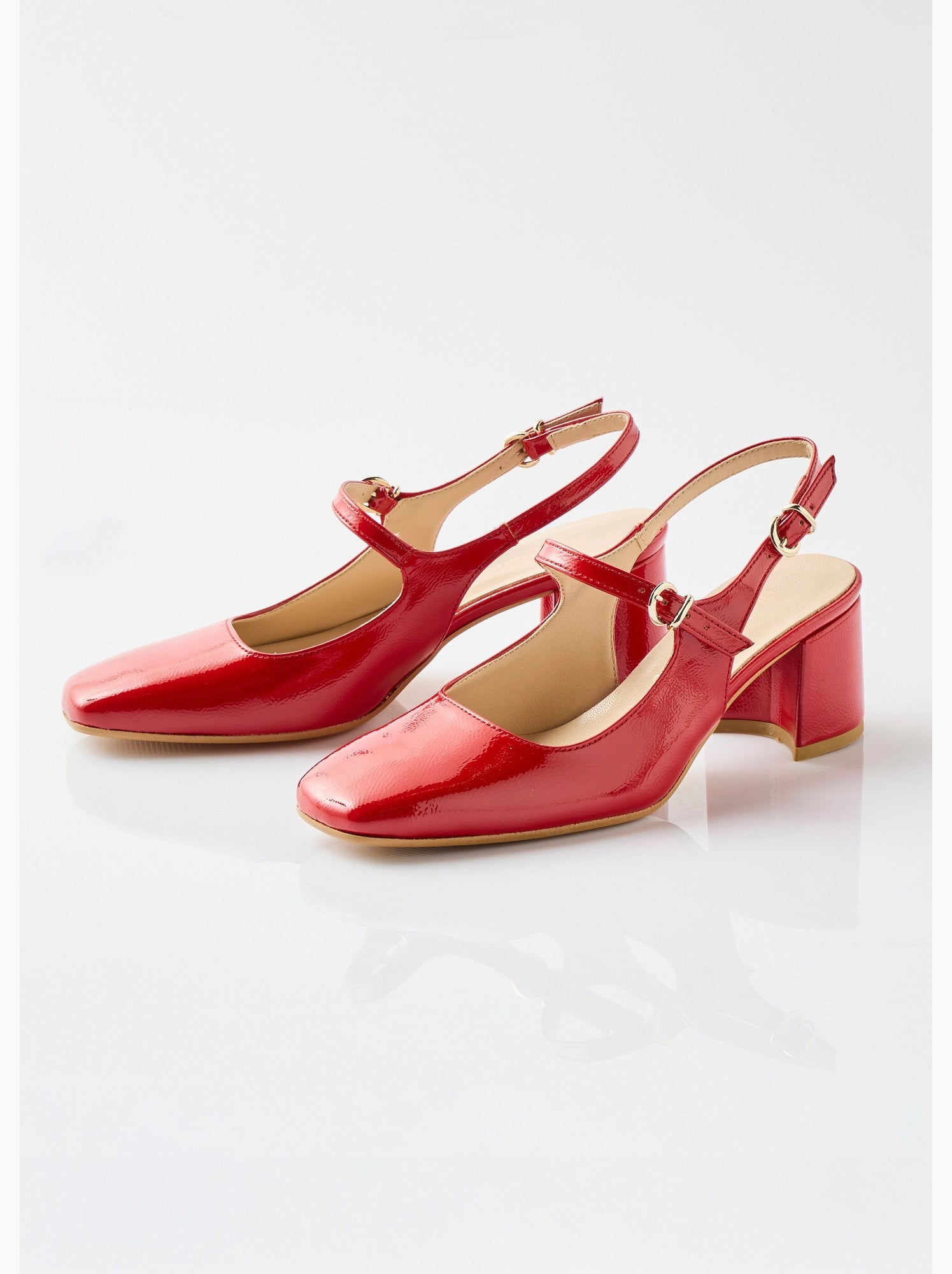 Escarpins babies vernis talon carré - afibel - Rouge