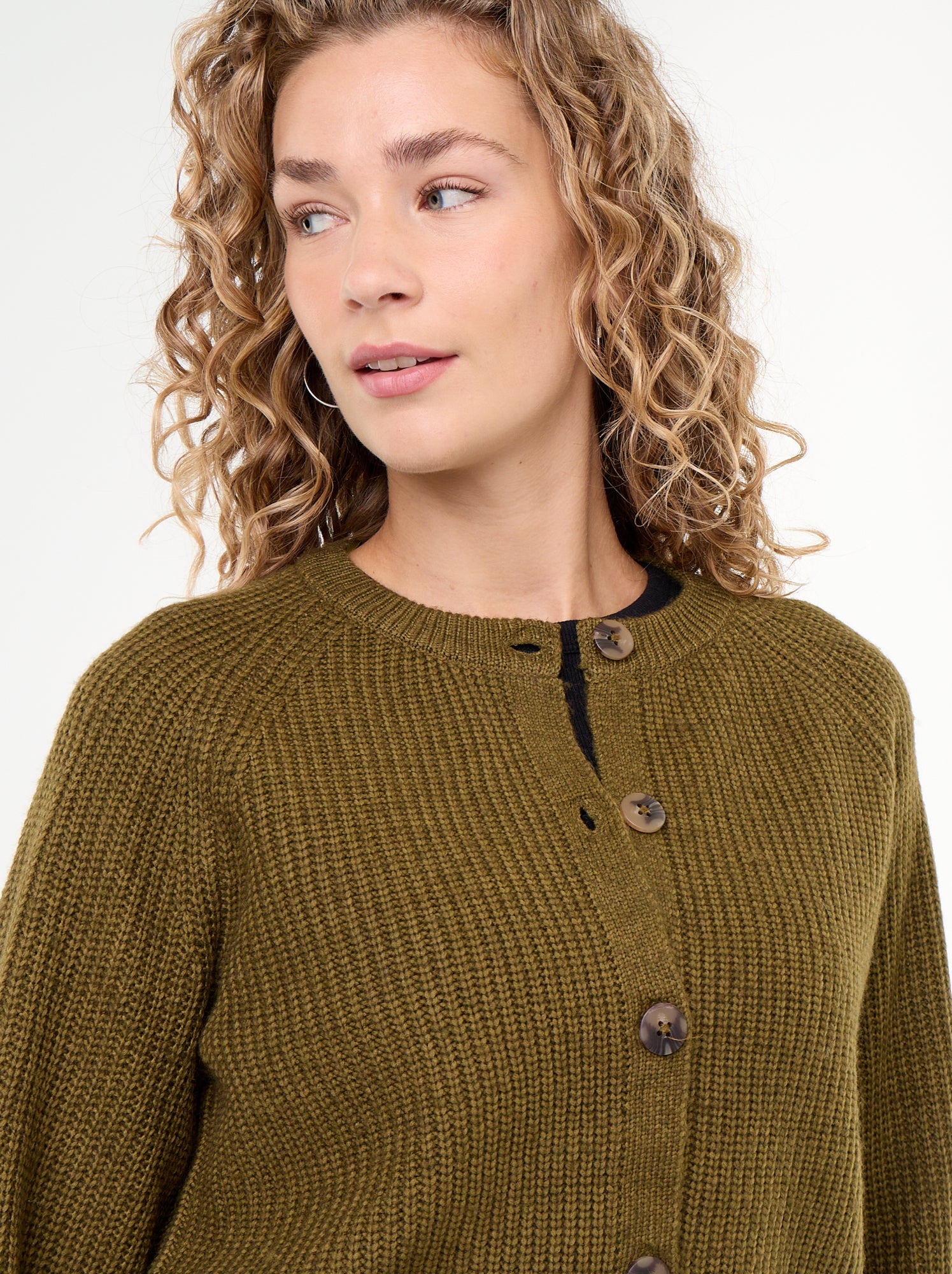Gilet en maille grosse jauge - Kaki