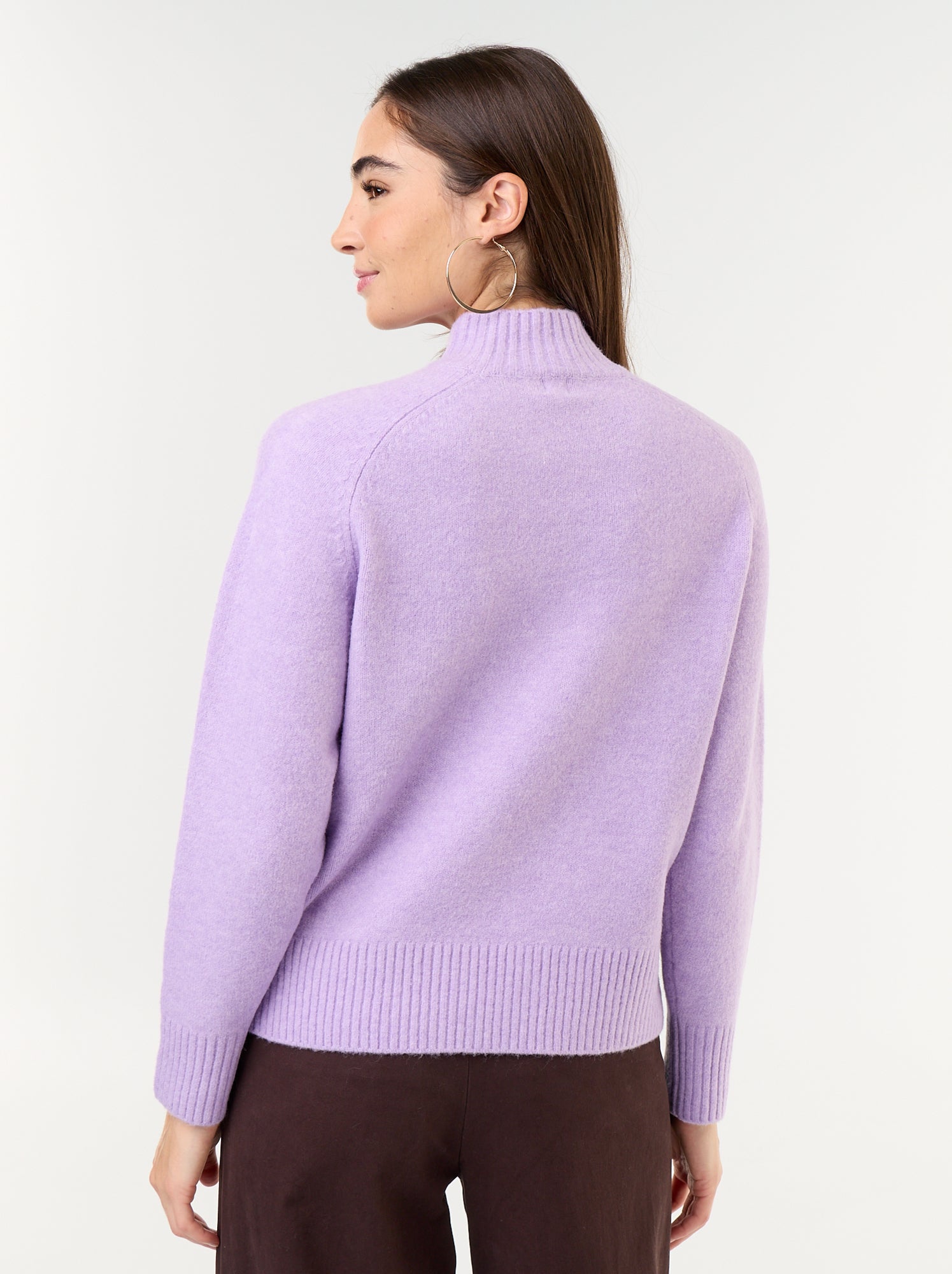 Pull col montant en rib - Violet
