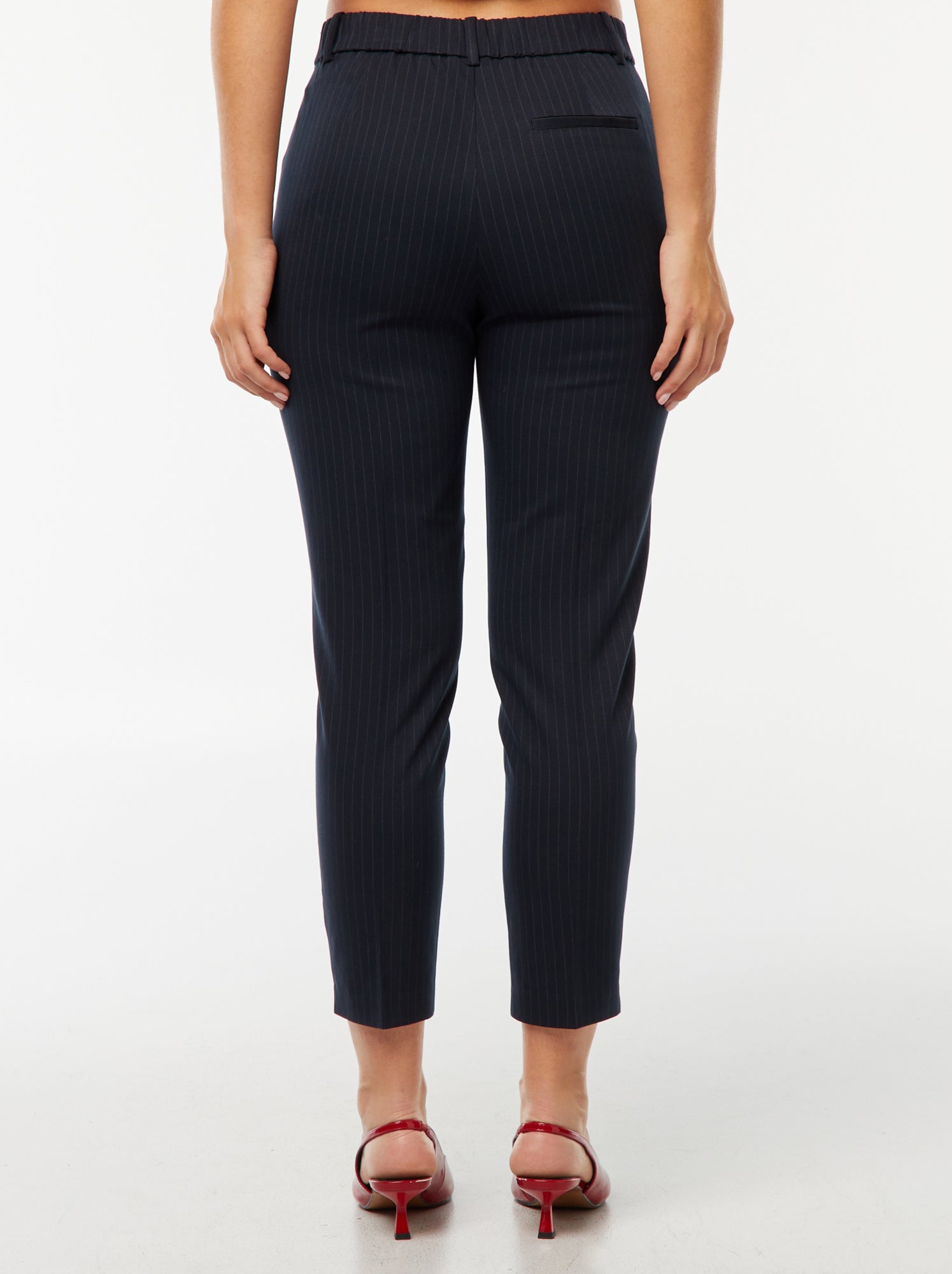 Pantalon en toile lourde à coupe cigarette pour femme - Bleu rayé