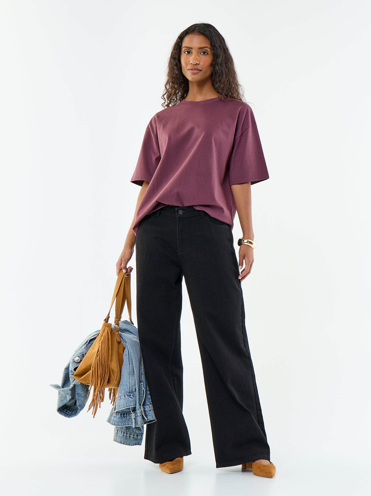 T-shirt oversize à col rond - Violet