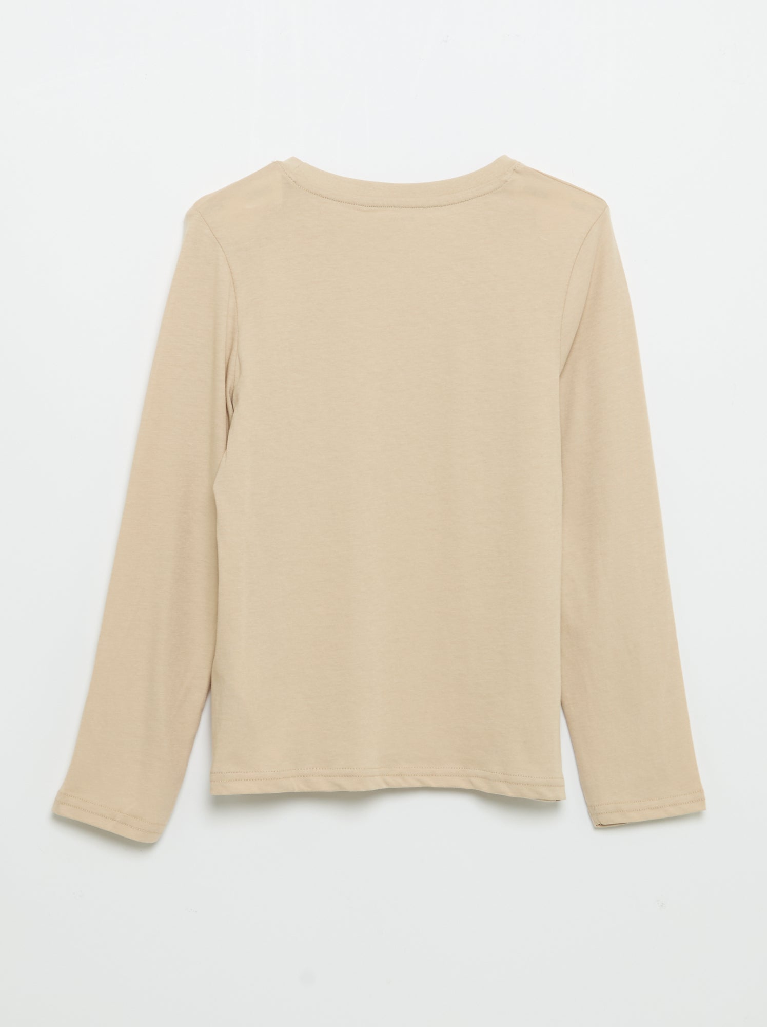 T-shirt manches longues imprimé - Beige
