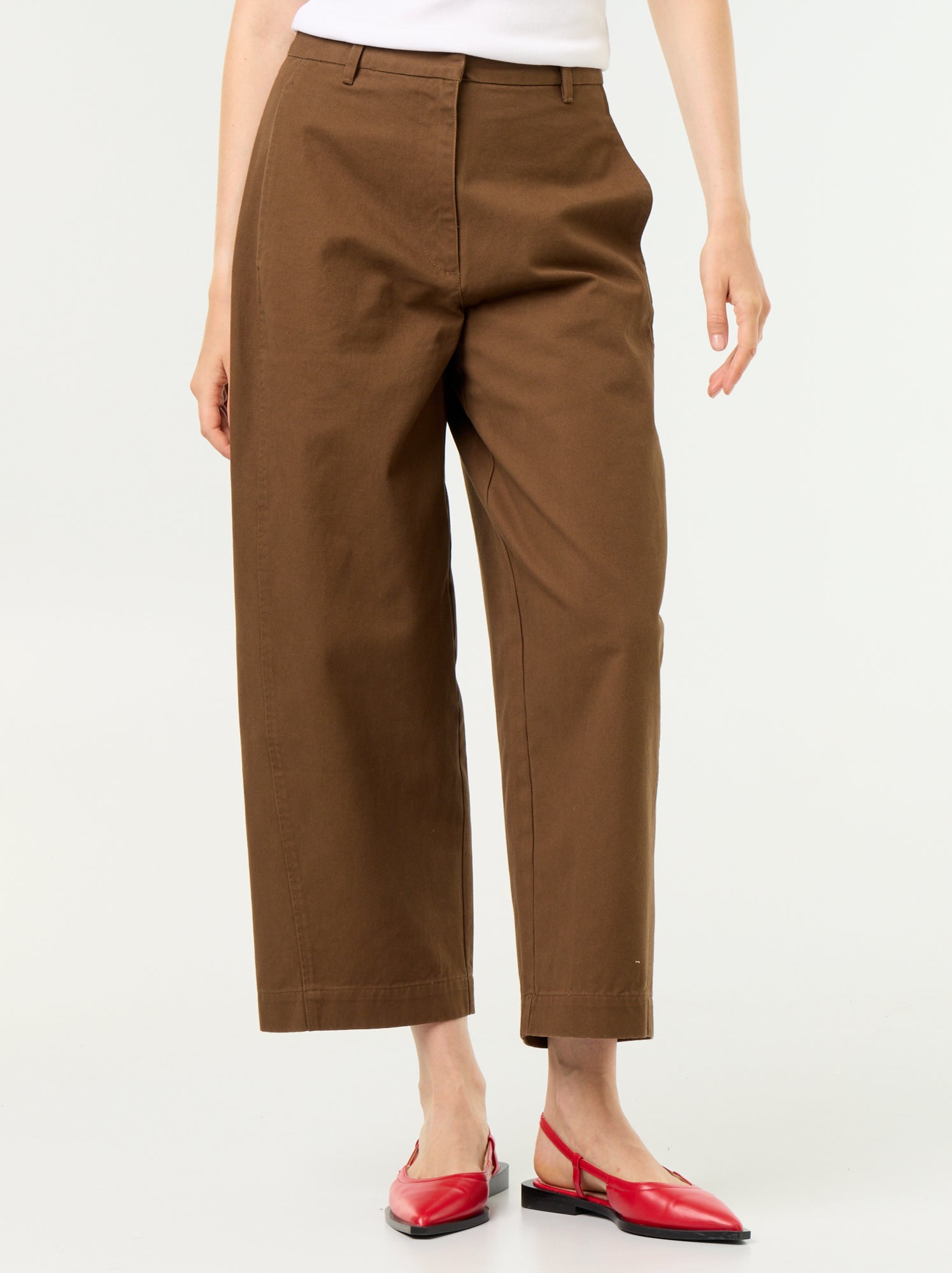 Pantalon large forme barrel - Marron