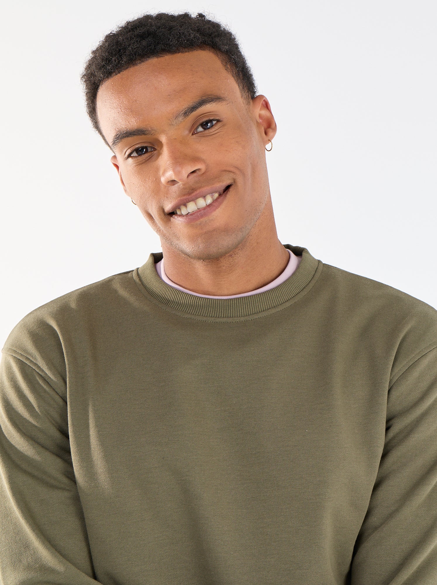 Sweat uni en French Terry - Kaki