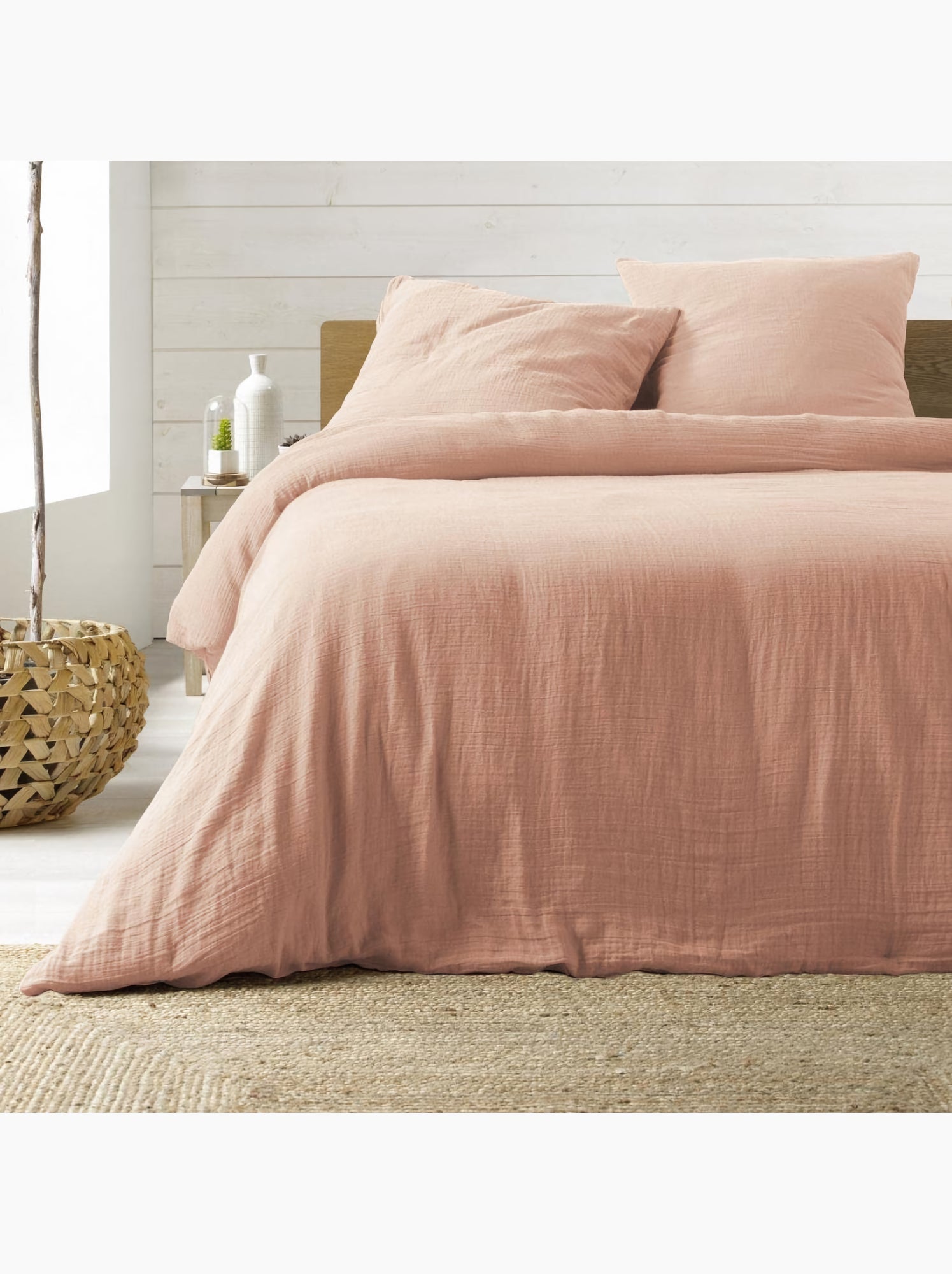 Parure de lit en Gaze de Coton - Promo linge - Rose