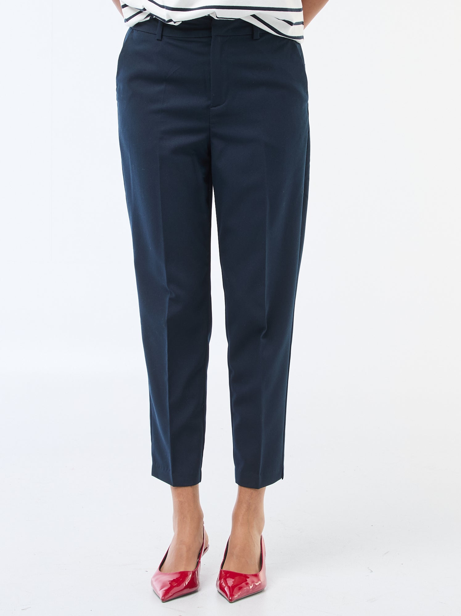 Pantalon en toile lourde à coupe cigarette pour femme - Bleu