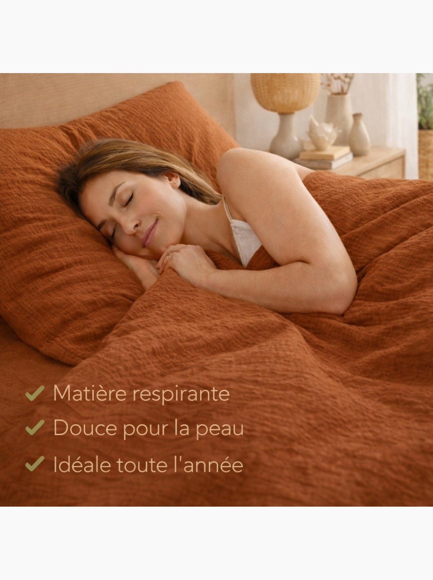 Parure de lit en Gaze de Coton - Promo linge - Marron glacé