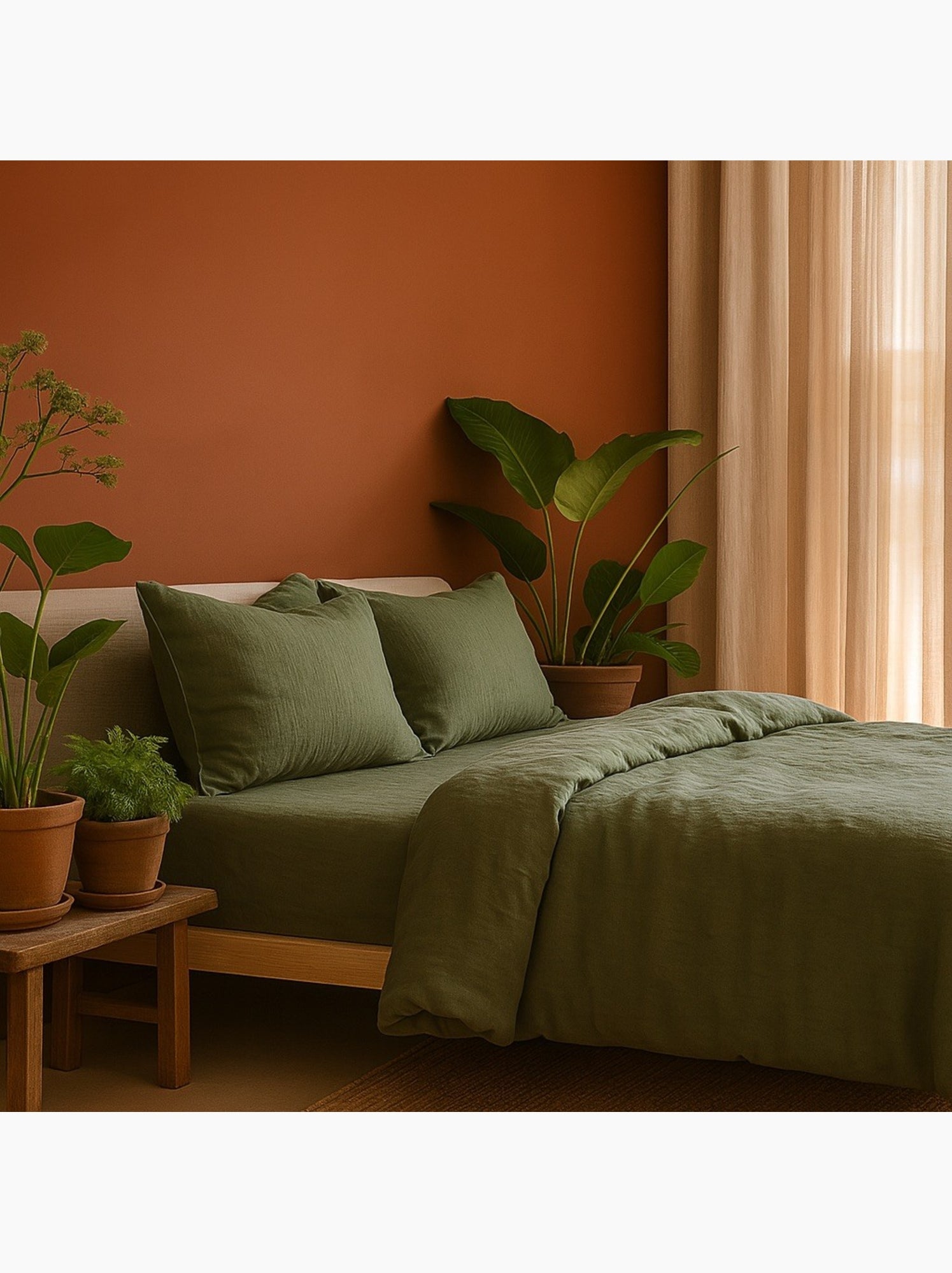 Parure de lit en Gaze de Coton - Promo linge - Kaki