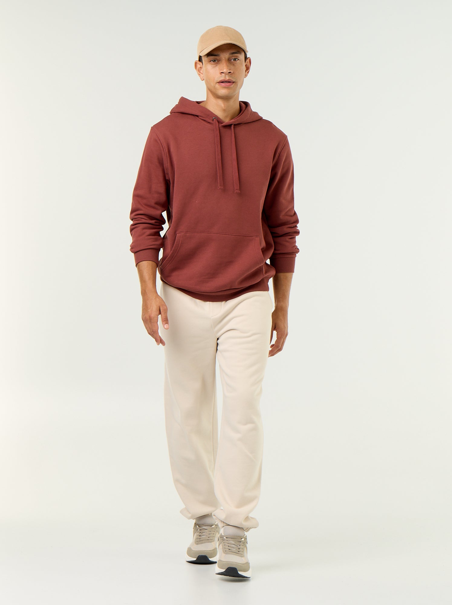 Sweat uni à capuche - Marron (FZV91_6)