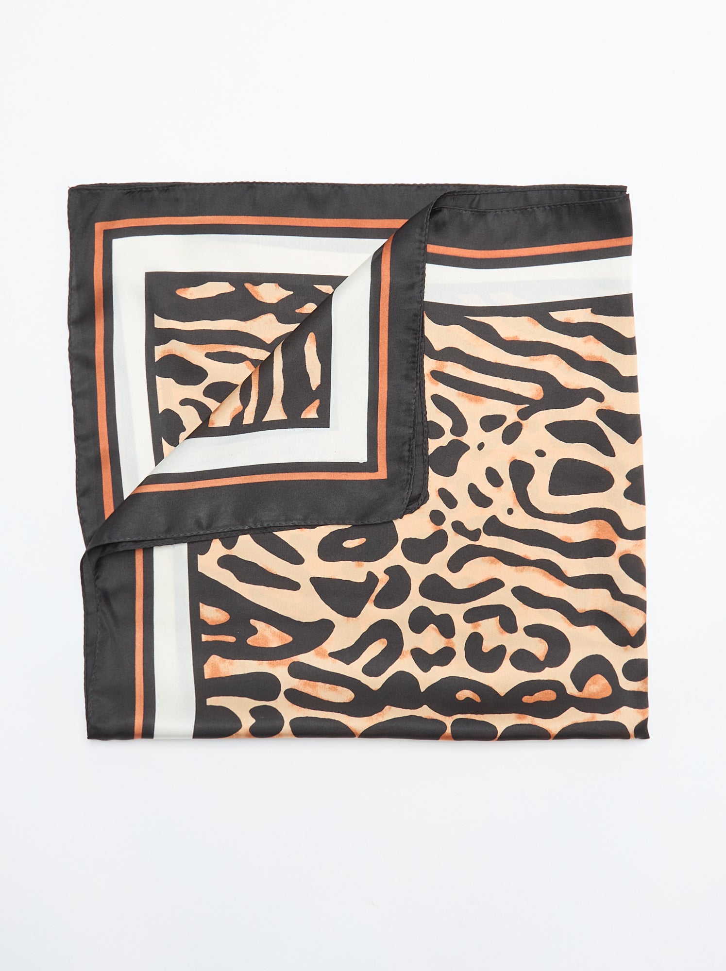 Foulard carré avec imprimé léopard - Noir