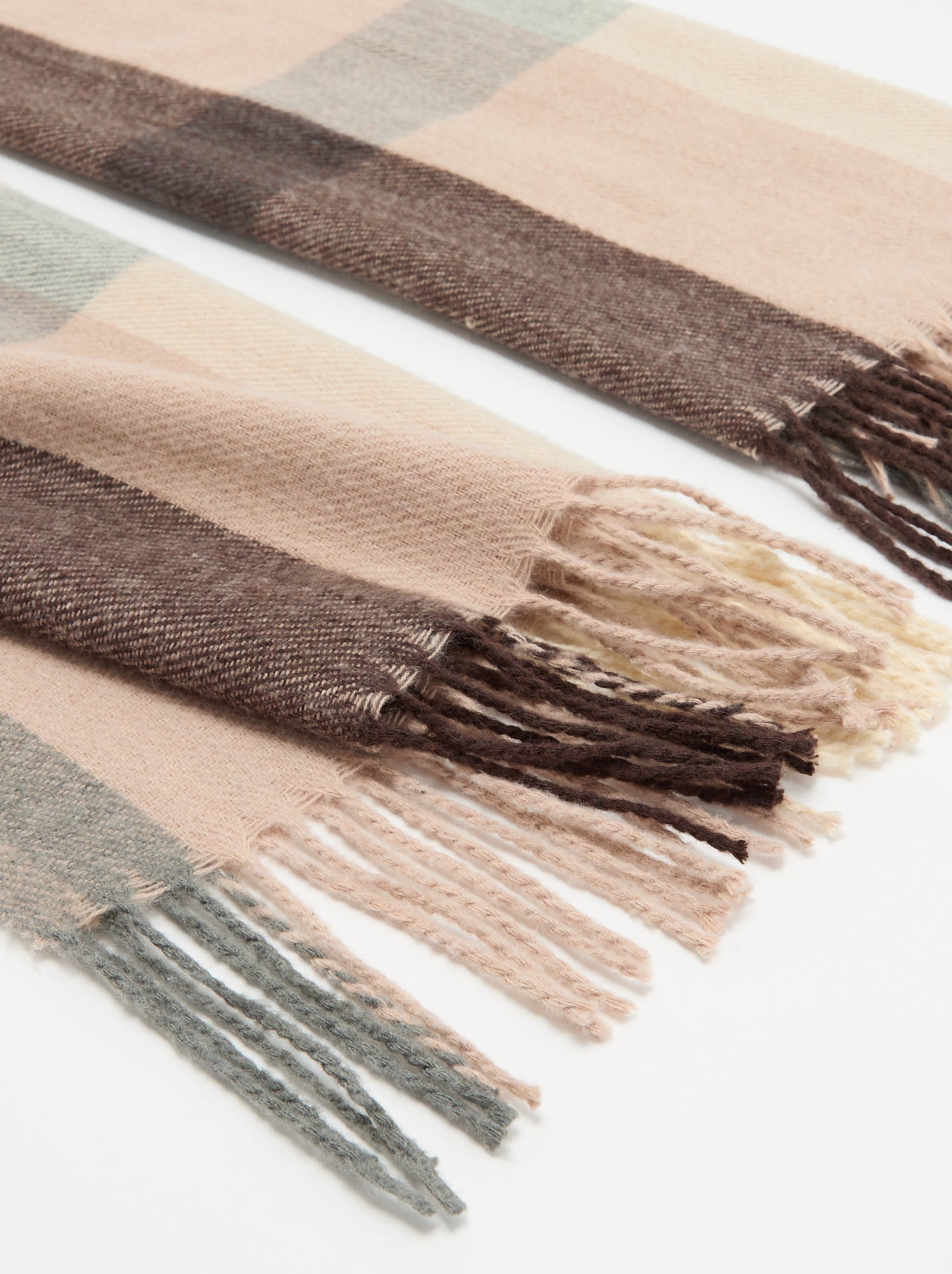 Foulard forme écharpe à carreaux - Marron