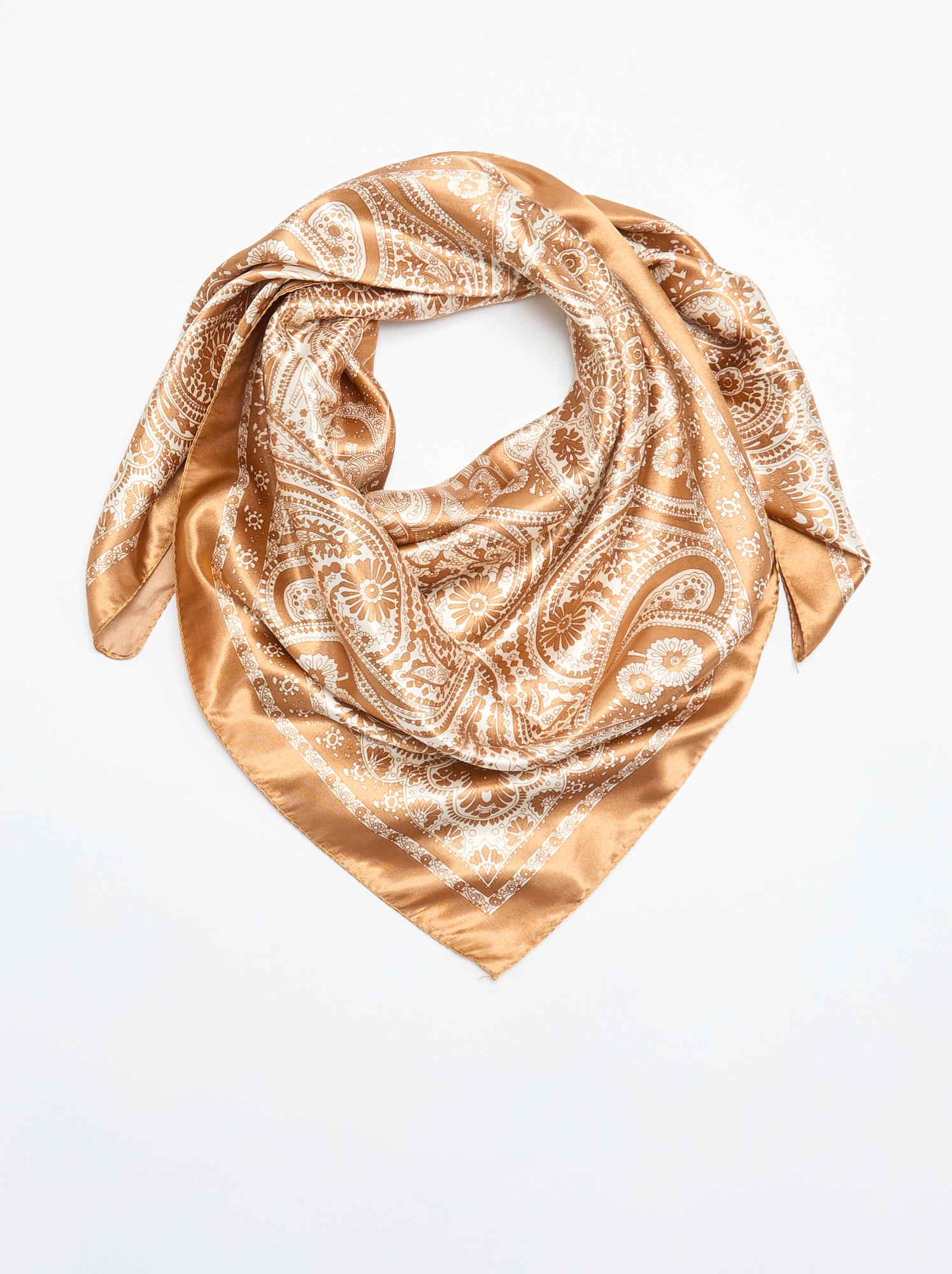 Foulard imprimé 'arabesques' - Marron