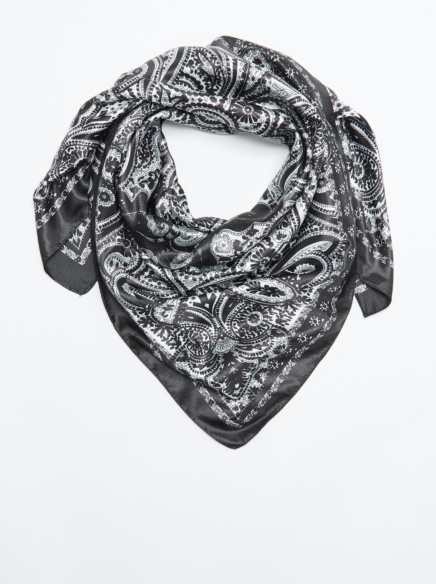 Foulard imprimé 'arabesques' - Noir