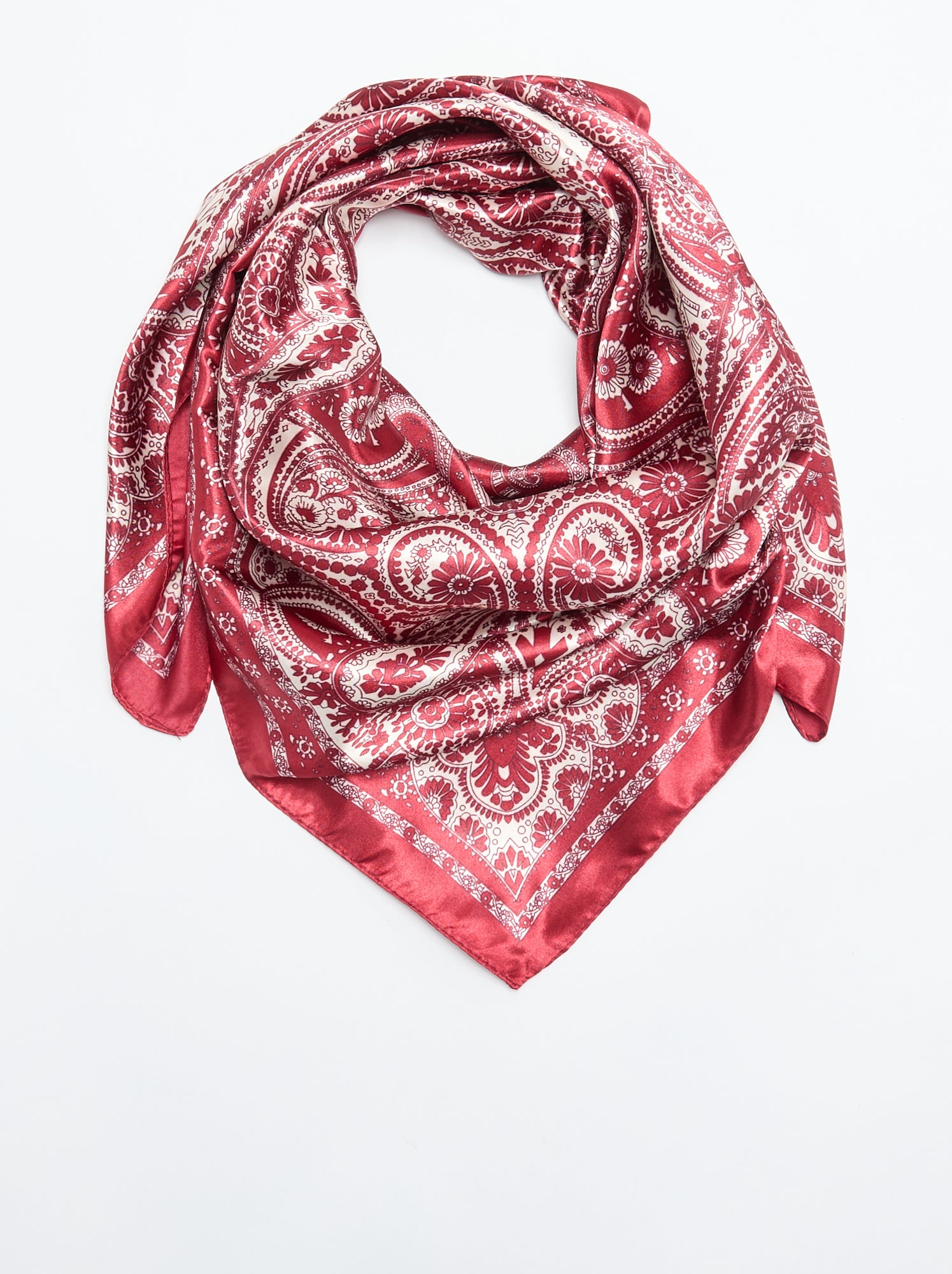 Foulard imprimé 'arabesques' - Rouge