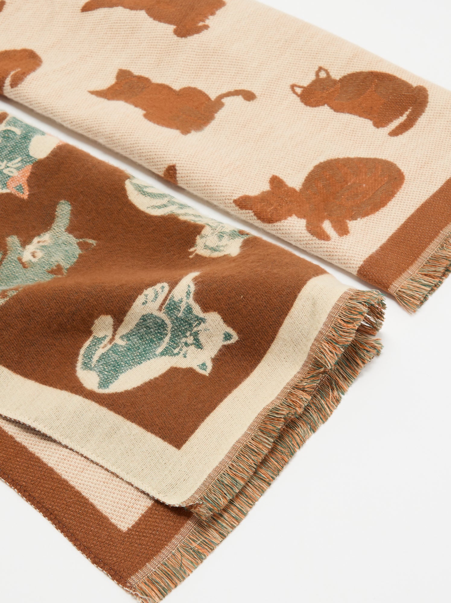 Foulard imprimé 'chats' - Marron