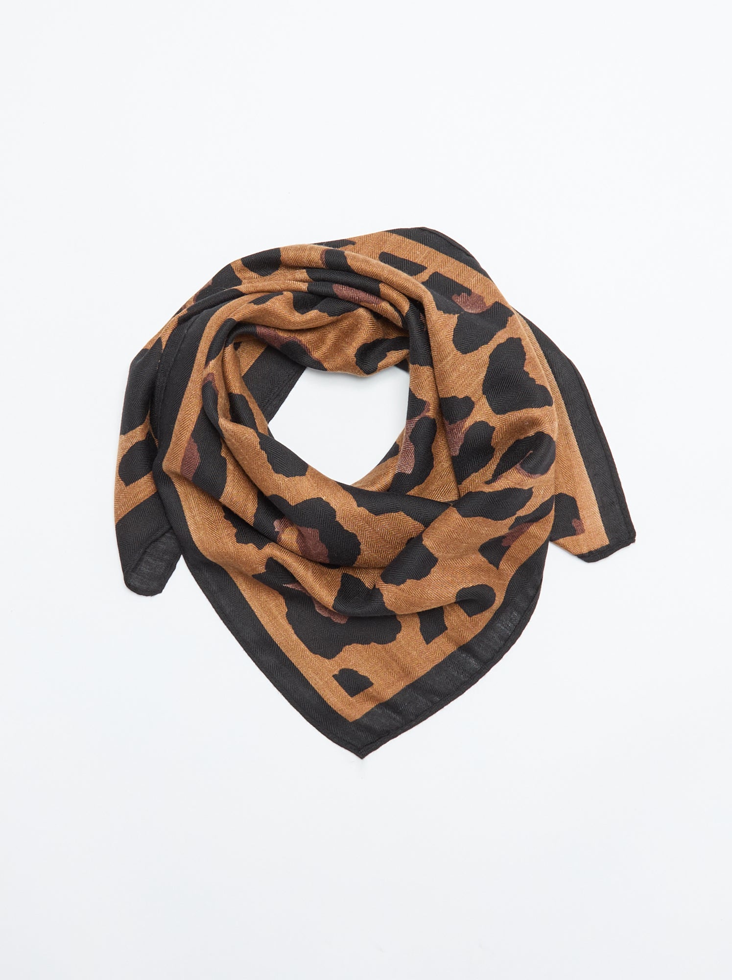 Foulard imprimé 'léopard - Marron