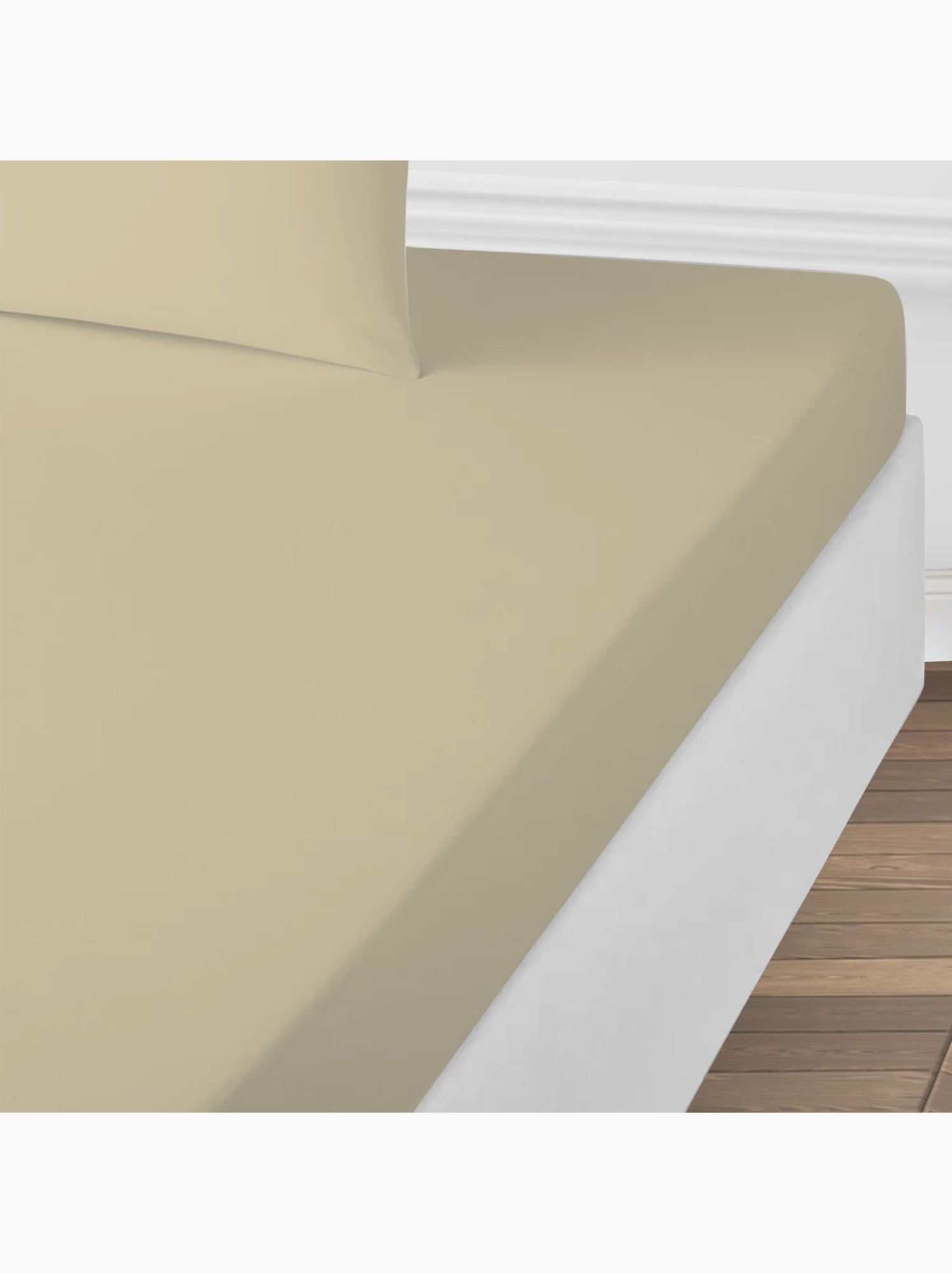 Future home - drap housse uni en coton 57 fils - Beige