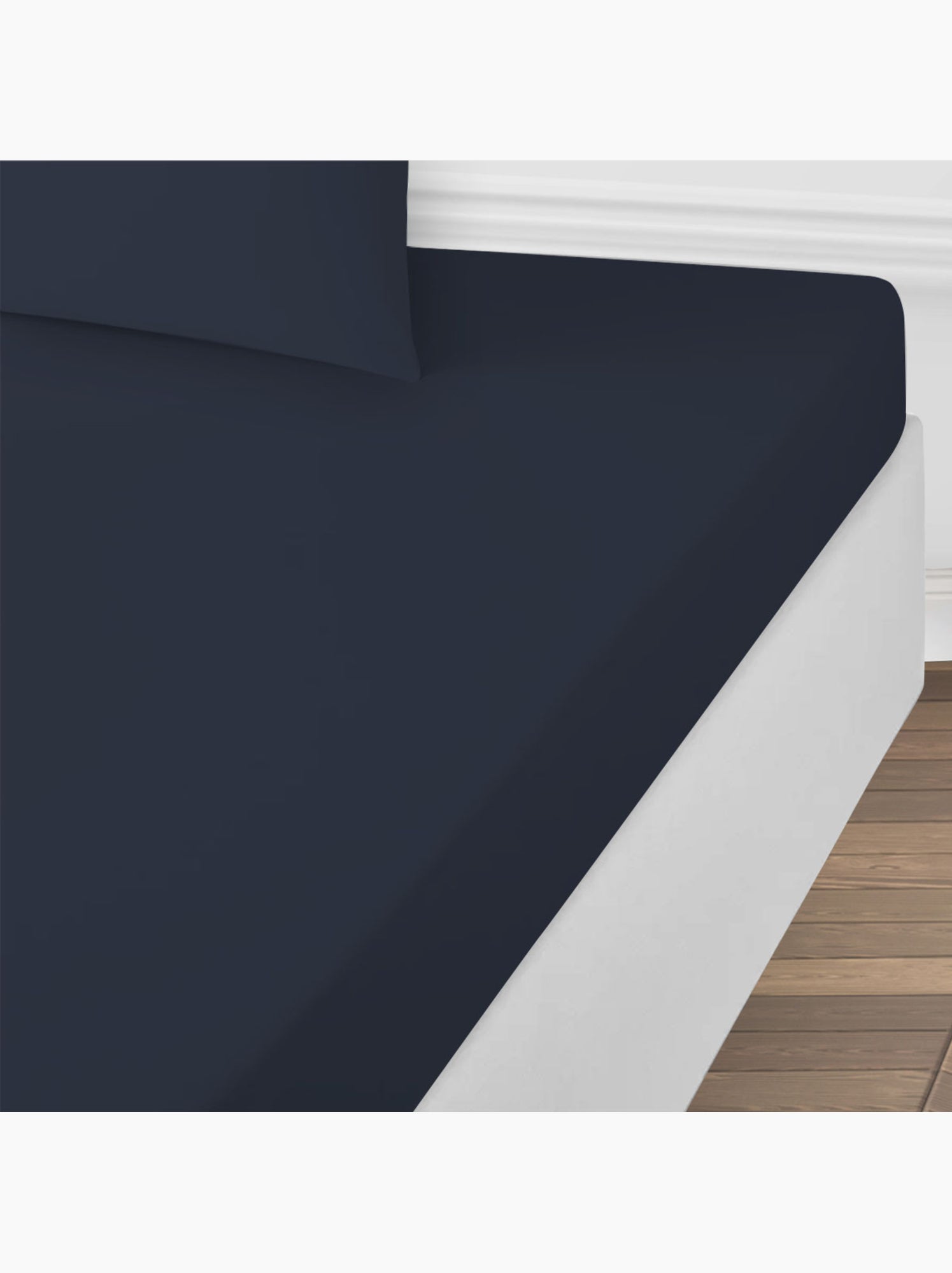 Future home - drap housse uni en coton 57 fils - Bleu encre