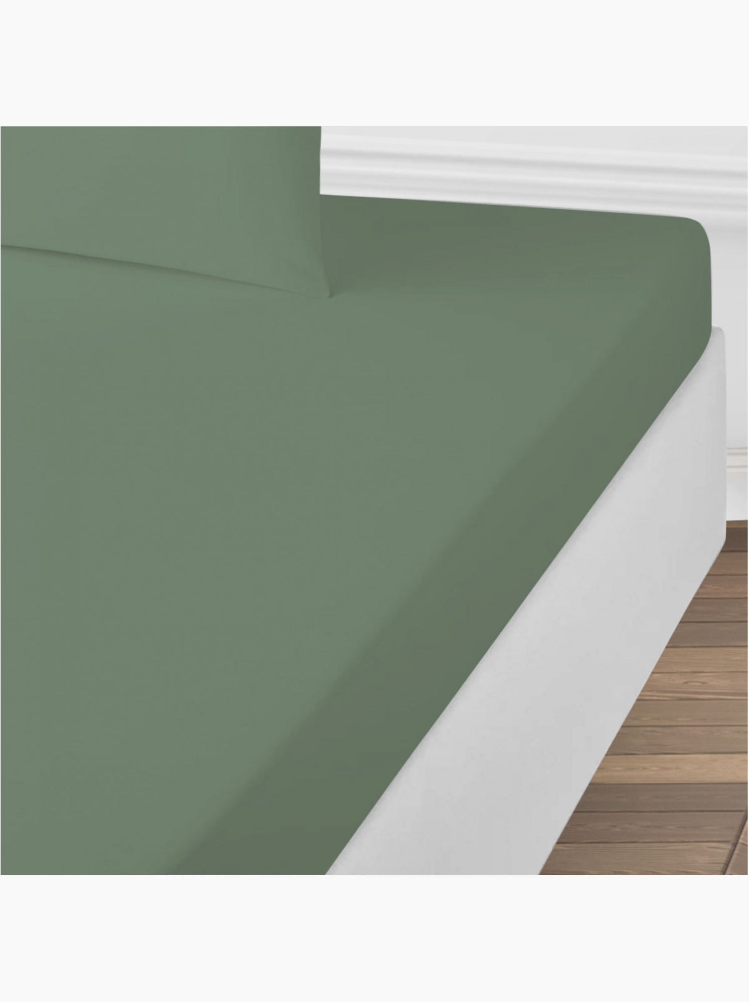 Future home - drap housse uni en coton 57 fils - Vert de gris