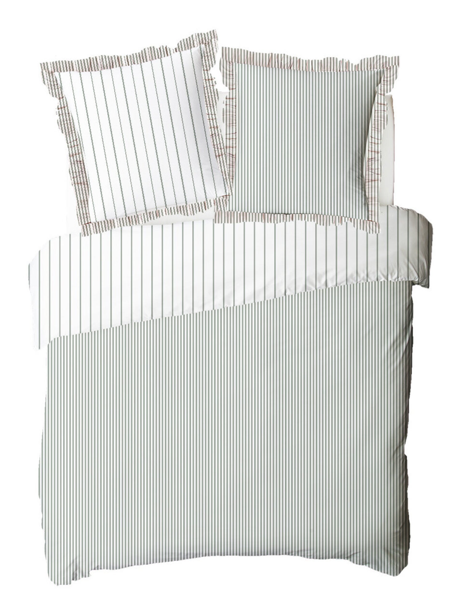 Future home - parure de lit 2 personnes en coton 57 fils imprimé blanc - Vert