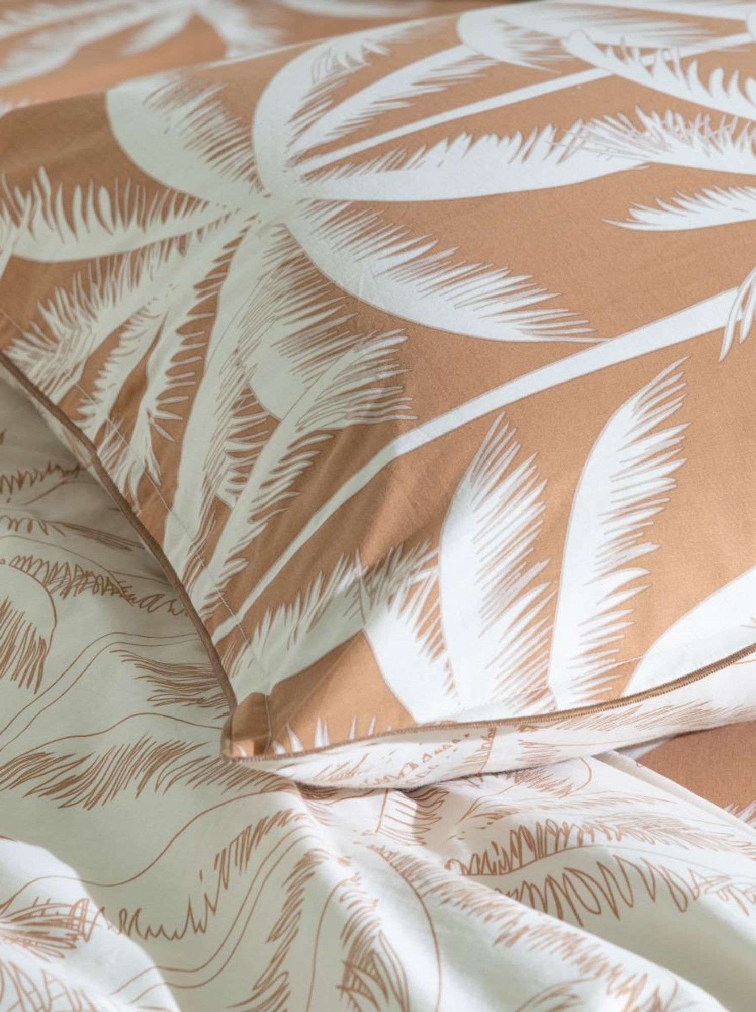 Future home - parure de lit 2 personnes en coton 57 fils imprimé camel - Marron