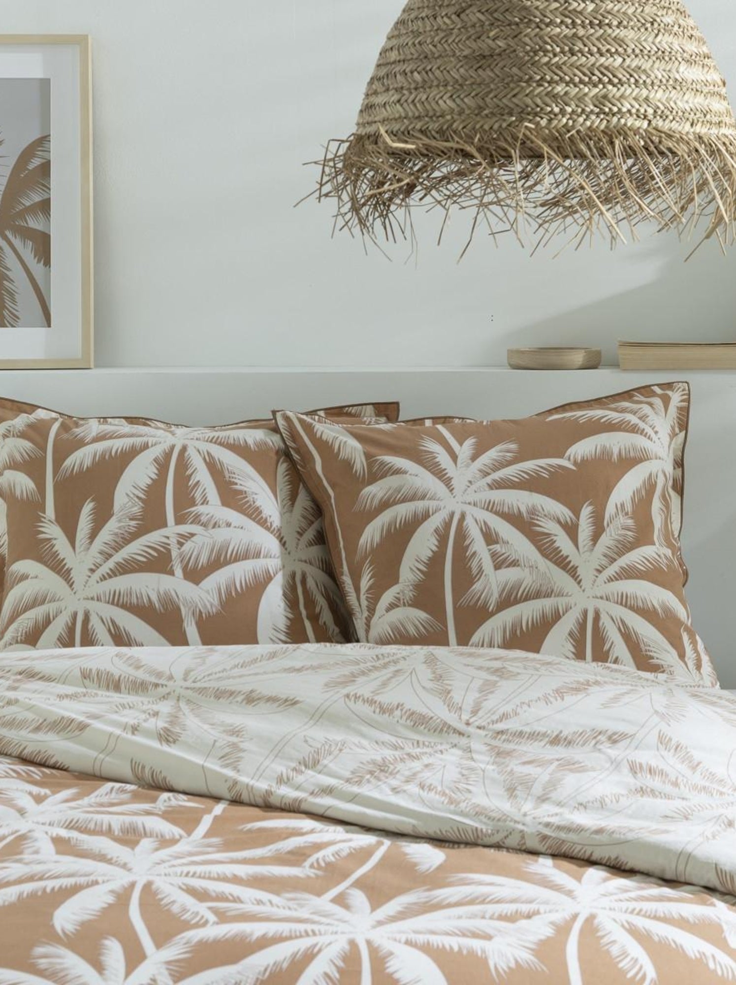 Future home - parure de lit 2 personnes en coton 57 fils imprimé camel - Marron