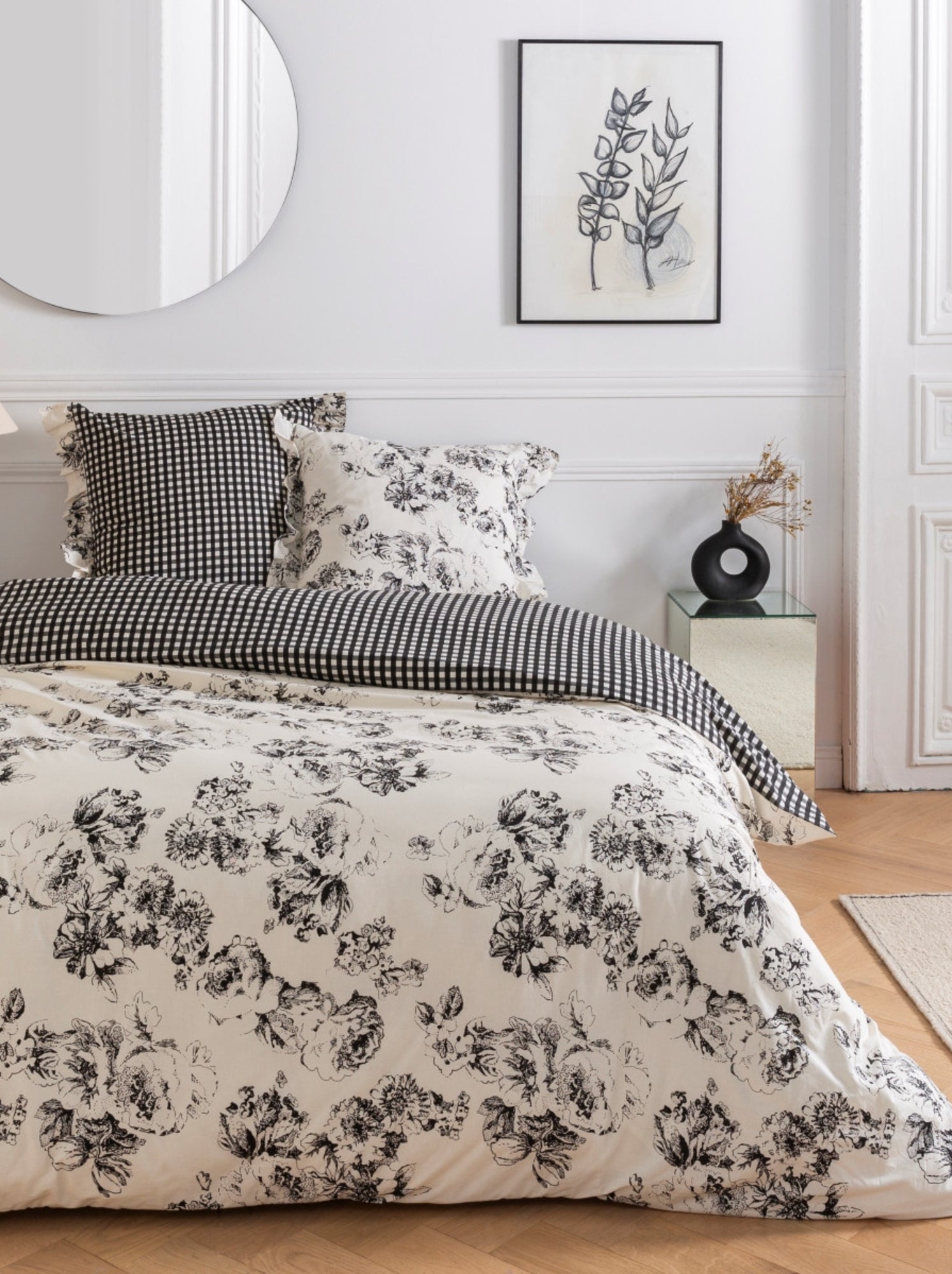 Future home - parure de lit 2 personnes en coton 57 fils imprimé ecru - Ecru