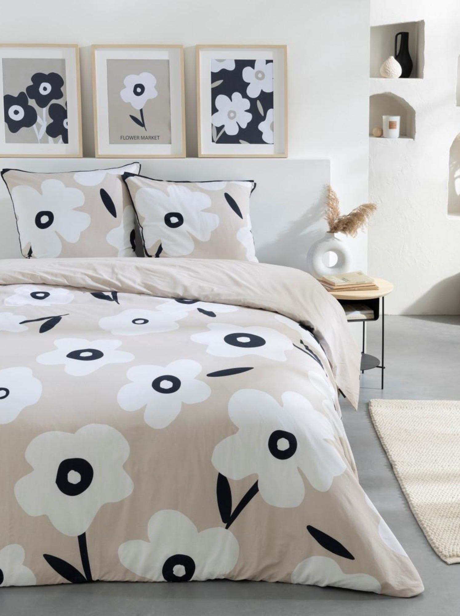 Future home - parure de lit 2 personnes fleur en coton - Beige