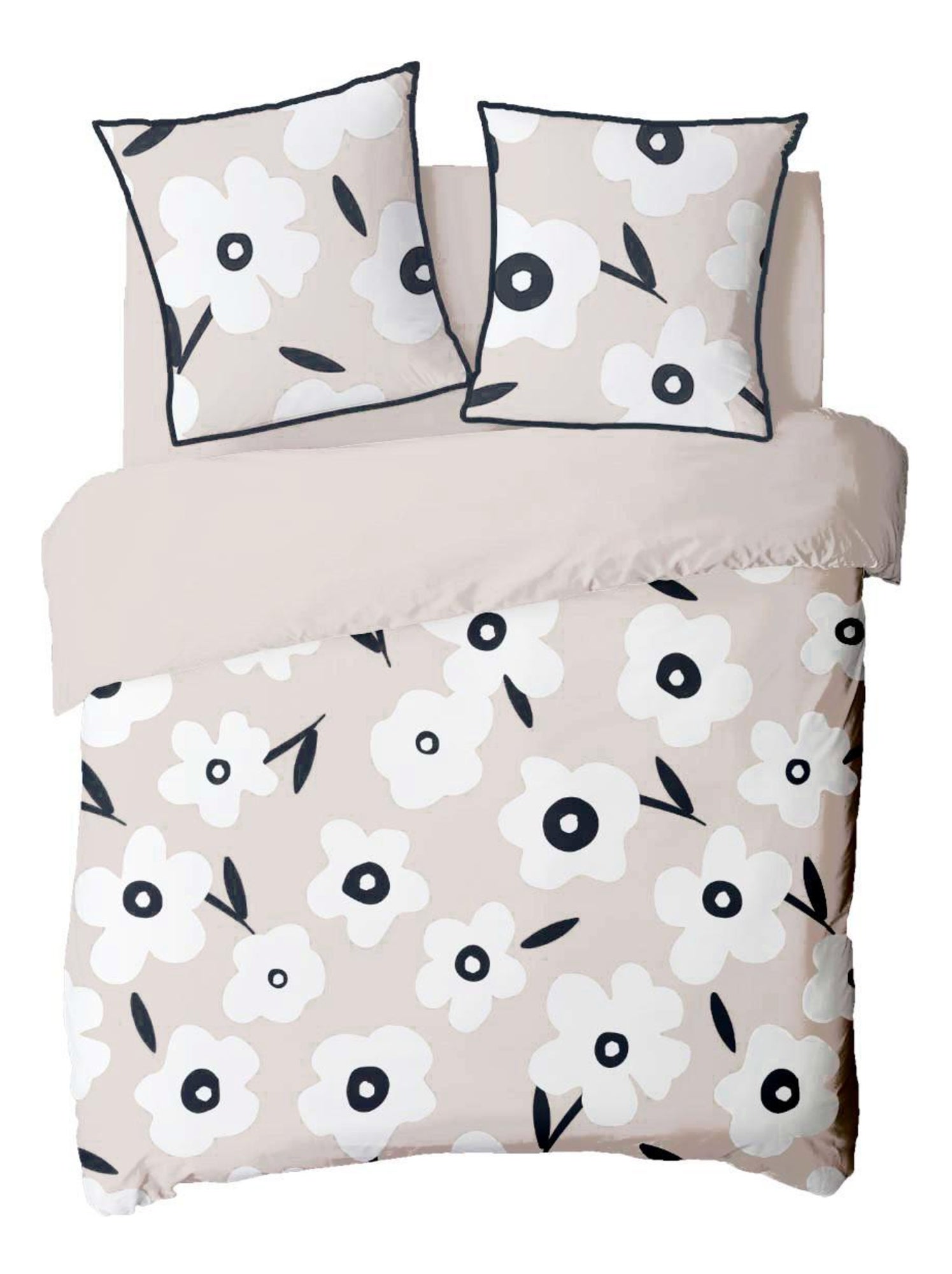 Future home - parure de lit 2 personnes fleur en coton - Beige