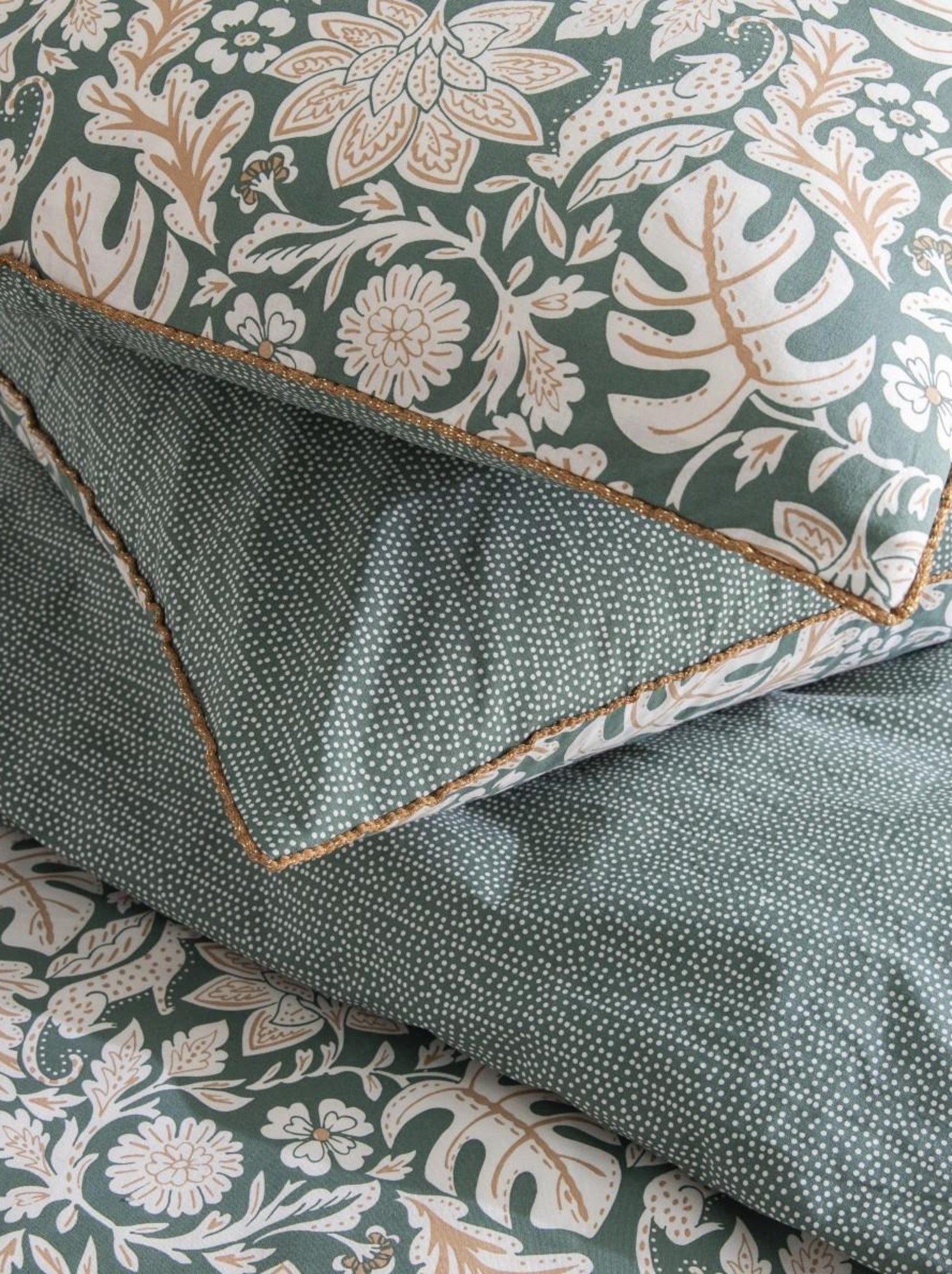 Future home - parure de lit 2 personnes floral et pois en coton - Vert