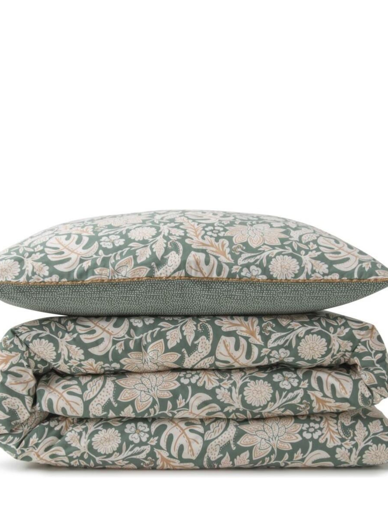 Future home - parure de lit 2 personnes floral et pois en coton - Vert