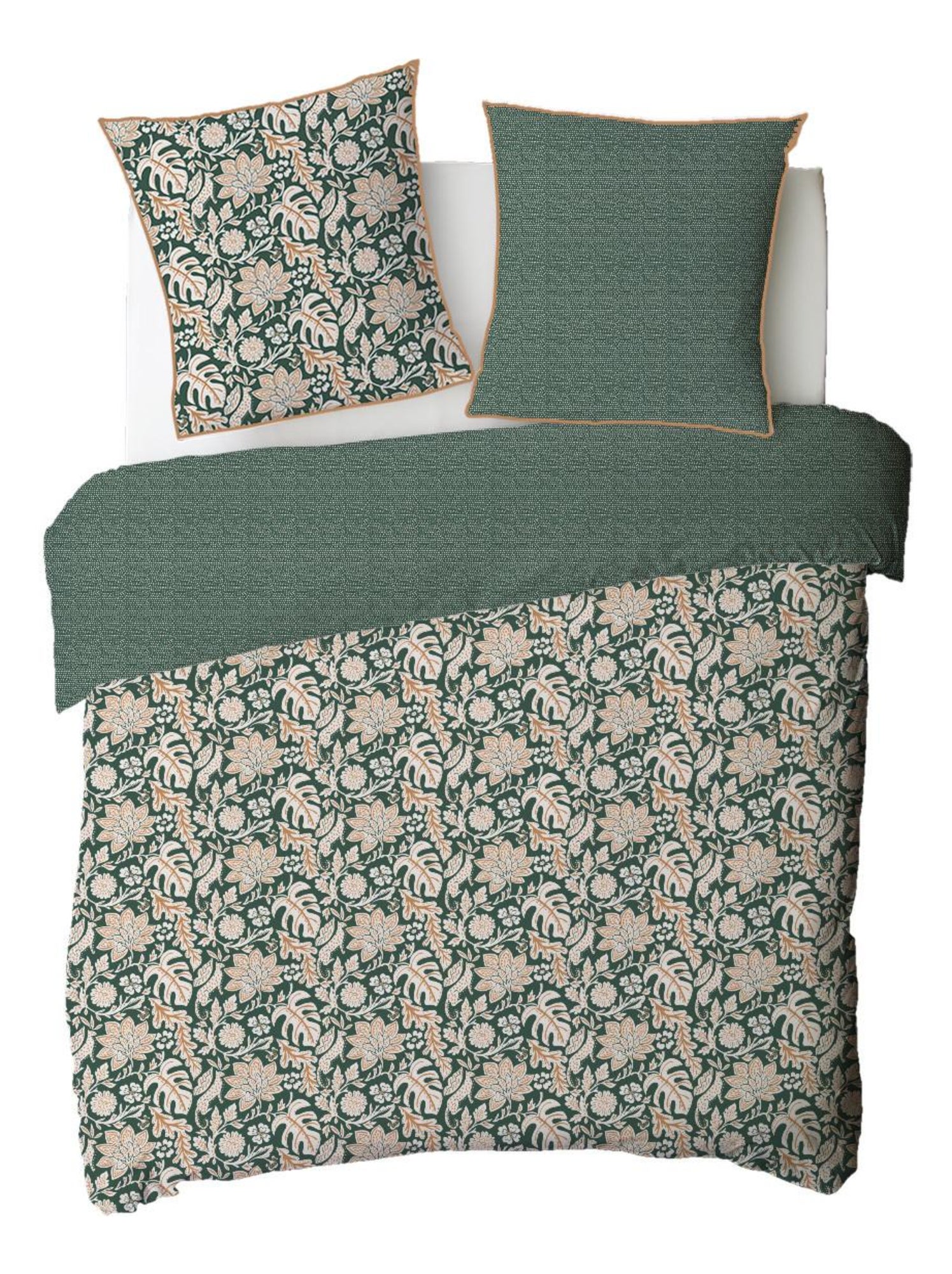 Future home - parure de lit 2 personnes floral et pois en coton - Vert