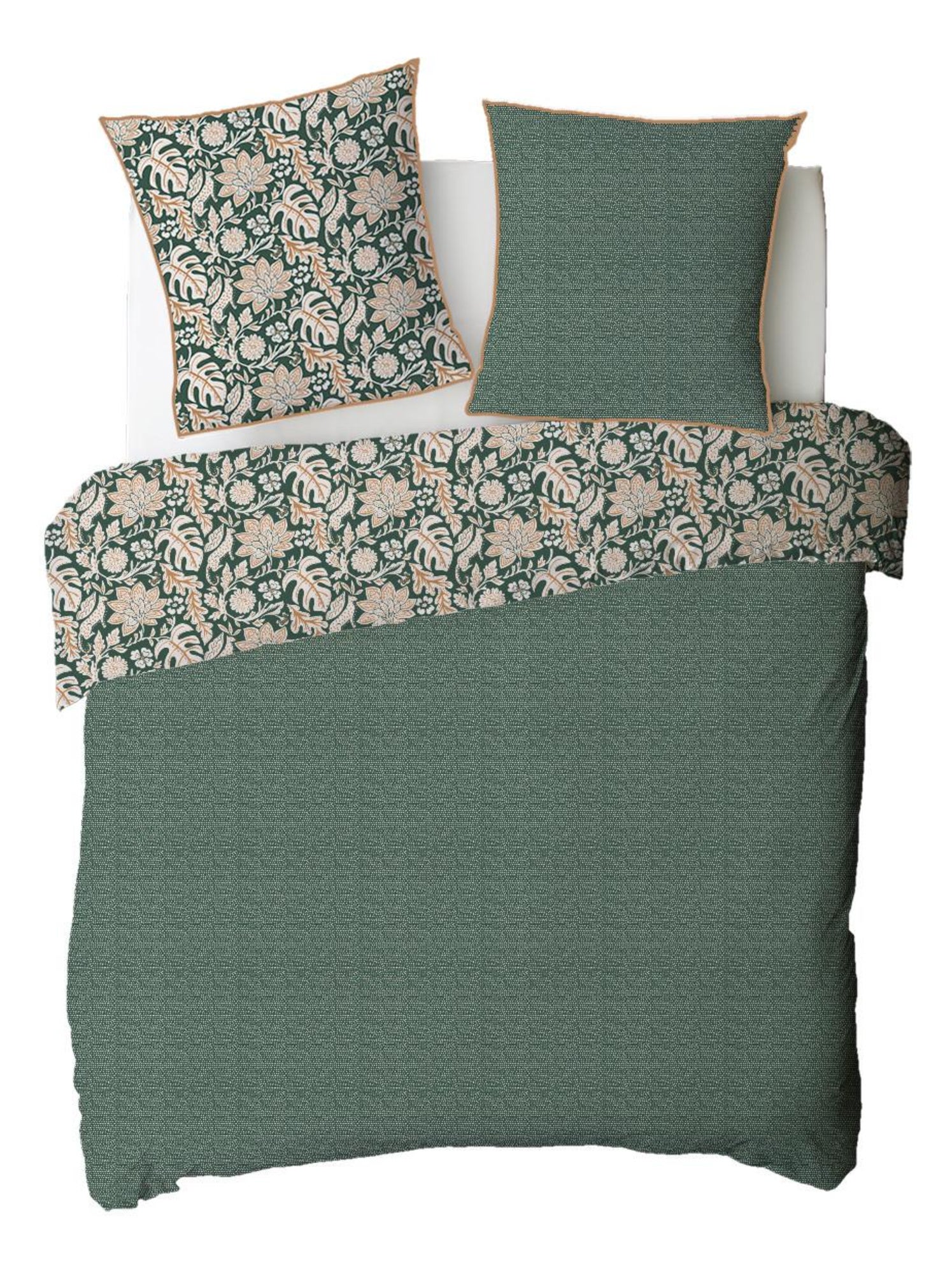 Future home - parure de lit 2 personnes floral et pois en coton - Vert