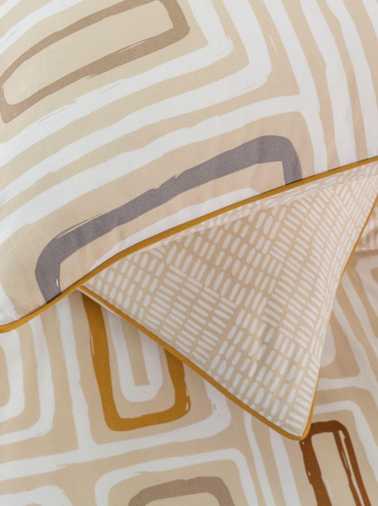 Future home - parure de lit 2 personnes géométrique en coton - Beige