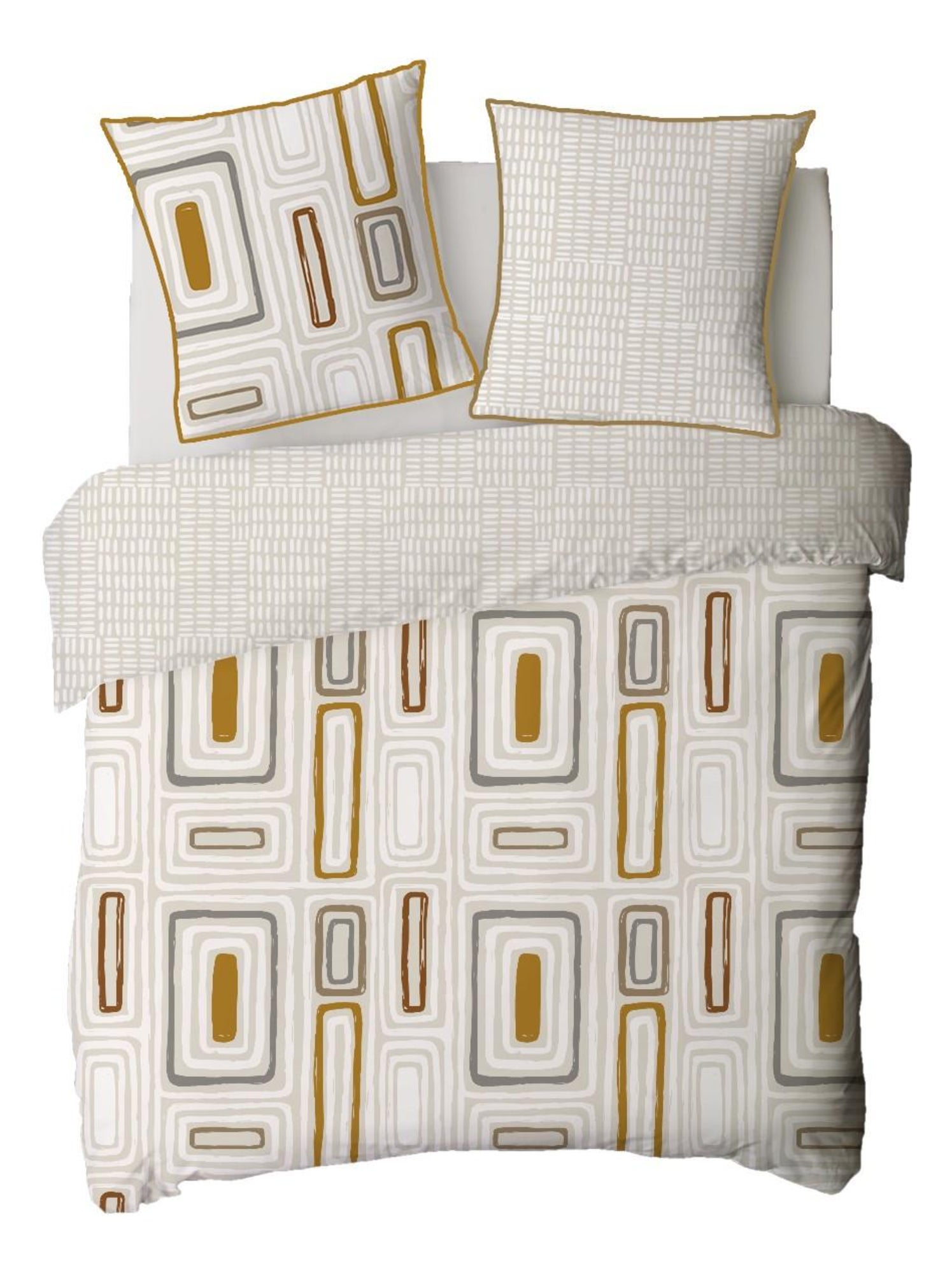 Future home - parure de lit 2 personnes géométrique en coton - Beige