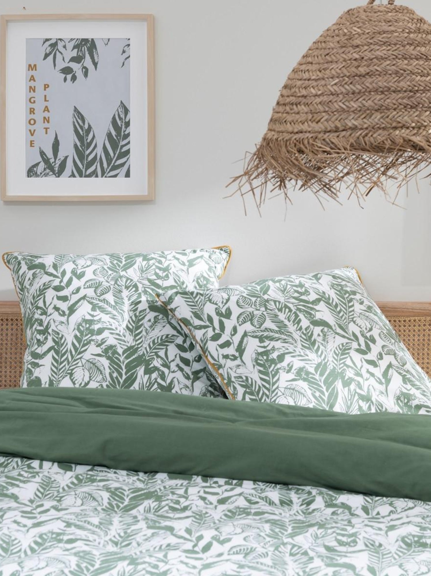 Future home - parure de lit 2 personnes tropical réversible unie - Vert
