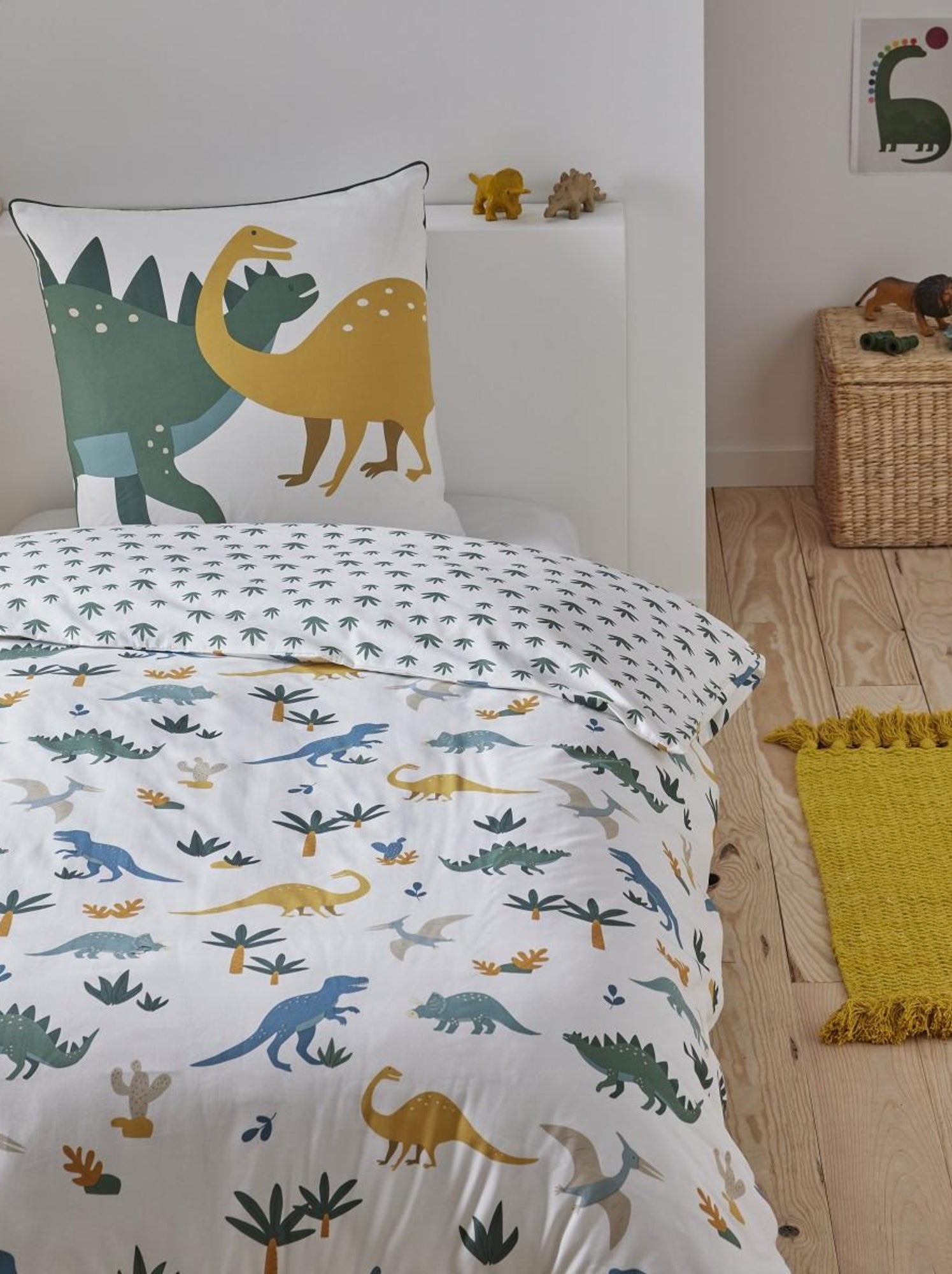 Future home - parure de lit enfant en coton imprimé dinosaure - Blanc