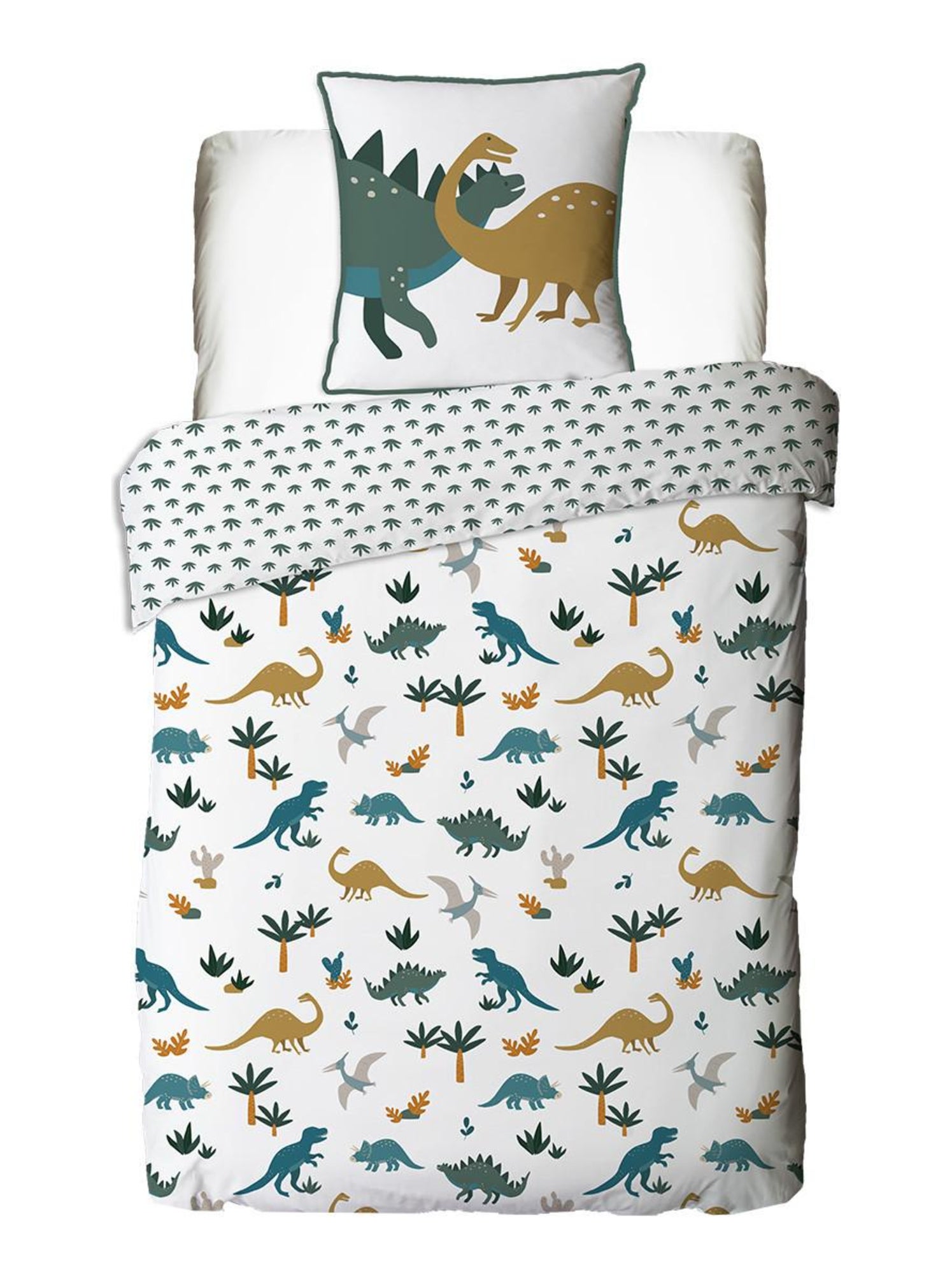 Future home - parure de lit enfant en coton imprimé dinosaure - Blanc