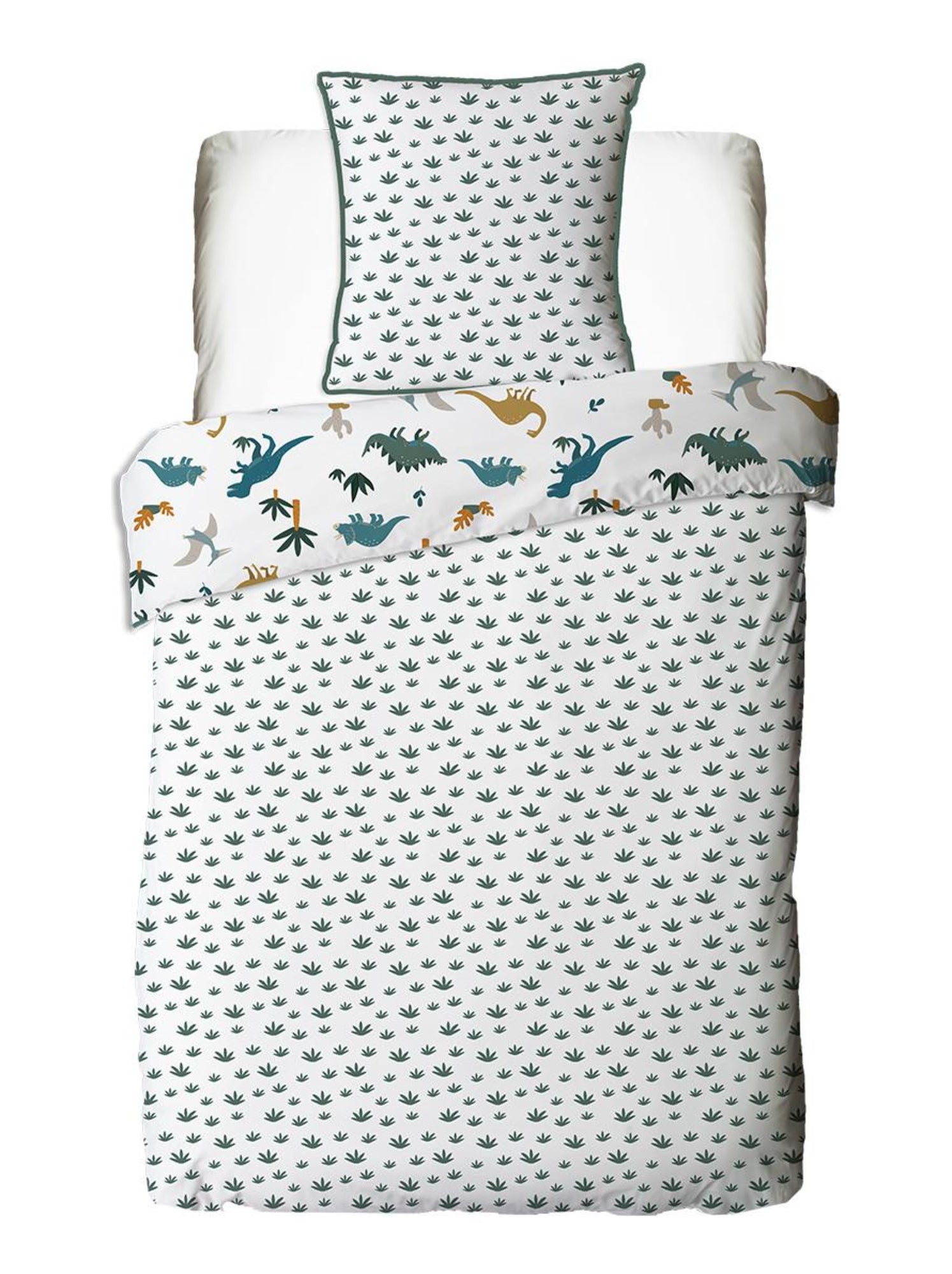 Future home - parure de lit enfant en coton imprimé dinosaure - Blanc