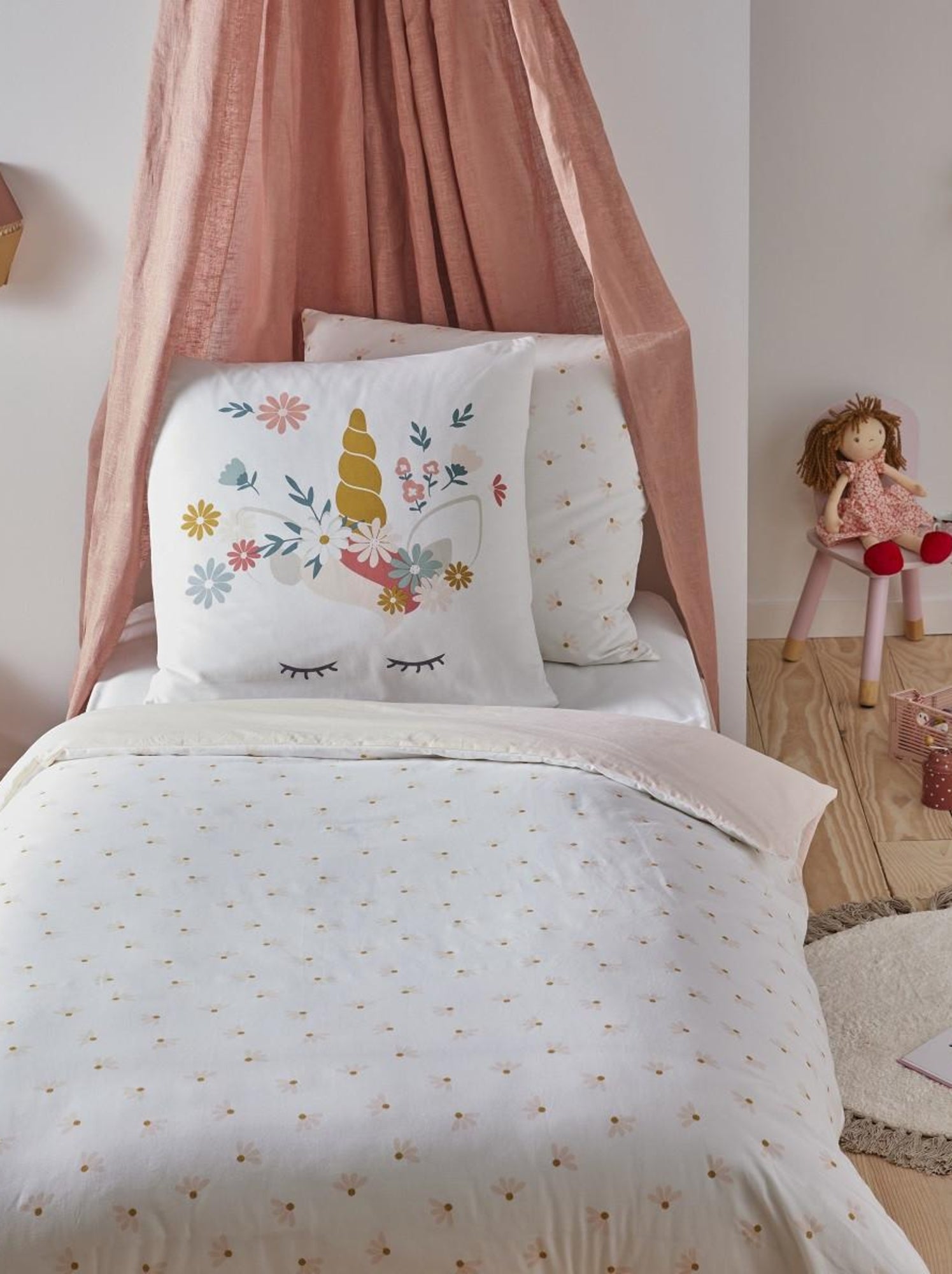 Future home - parure de lit enfant en coton imprimé rose licorne - Rose