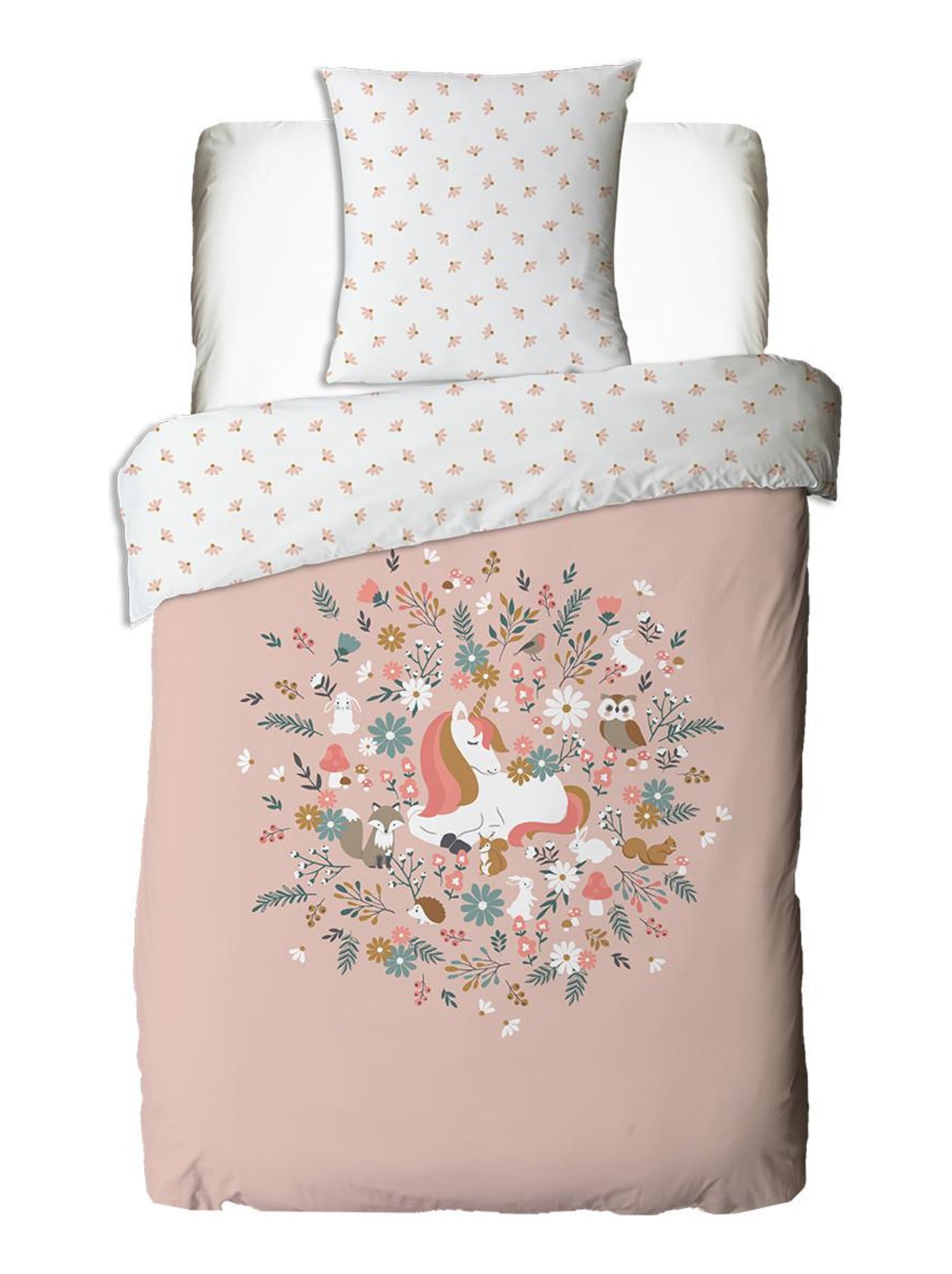 Future home - parure de lit enfant en coton imprimé rose licorne - Rose