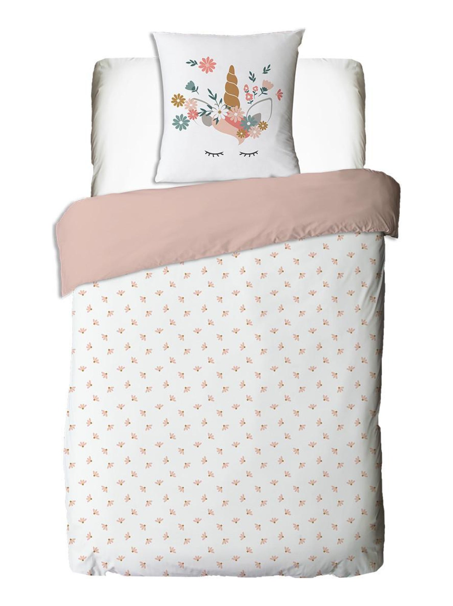 Future home - parure de lit enfant en coton imprimé rose licorne - Rose